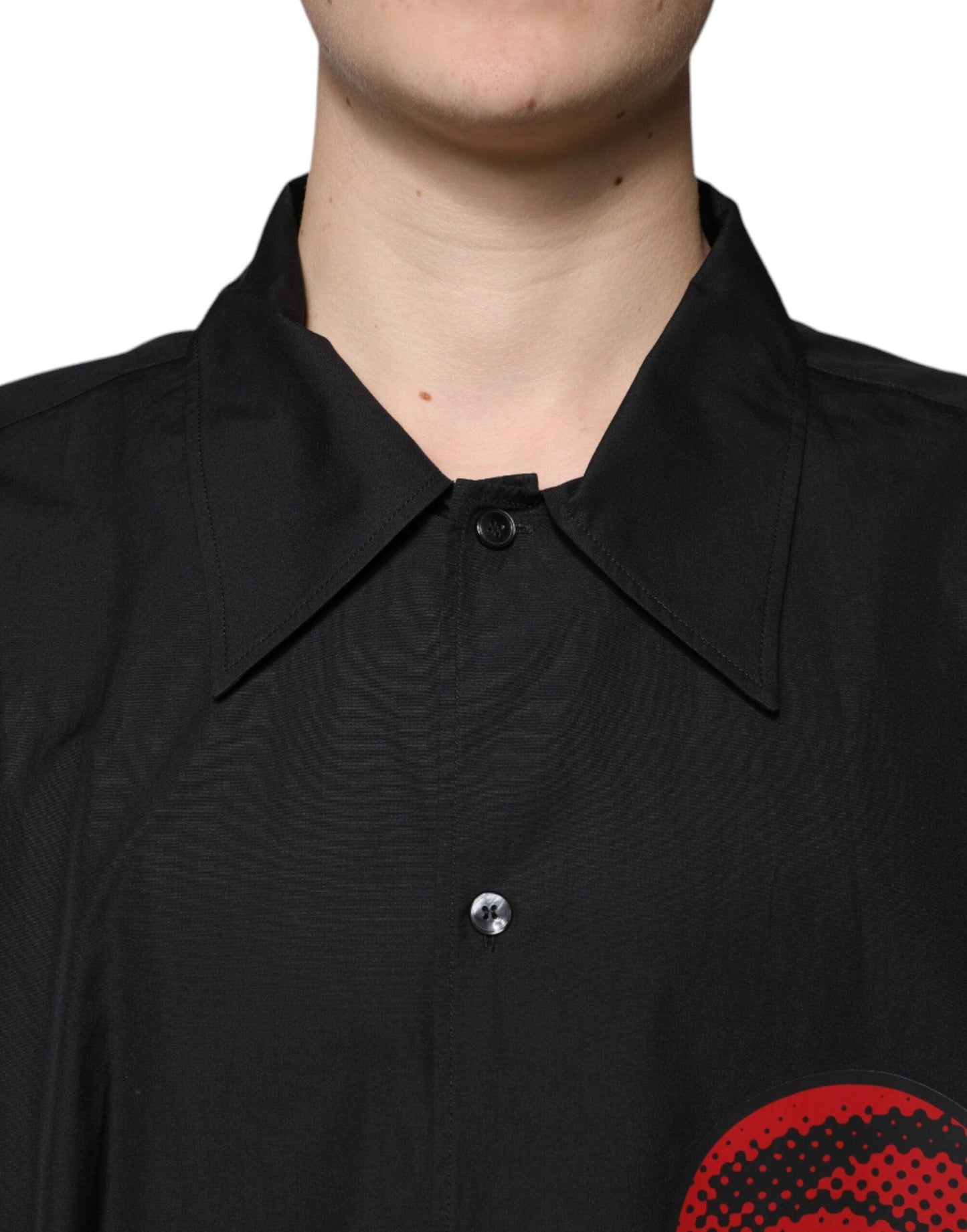 Dolce & Gabbana Black Eye Lip Cotton Button Down Shirt - Arichezz.store