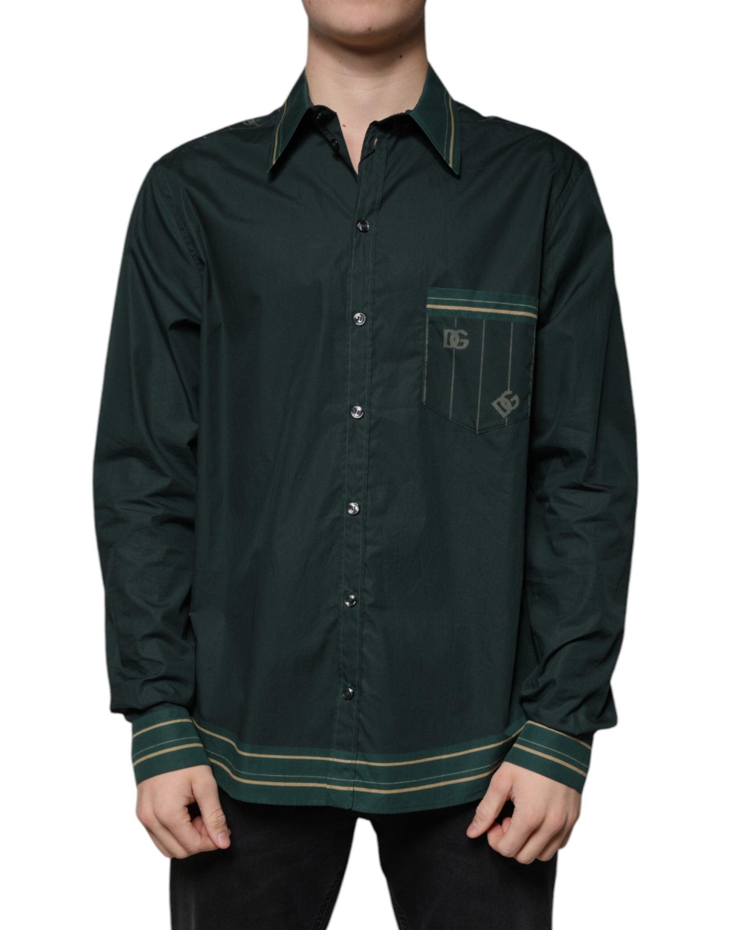 Dolce & Gabbana Green Logo Long Sleeve MARTINI Shirt - Arichezz.store