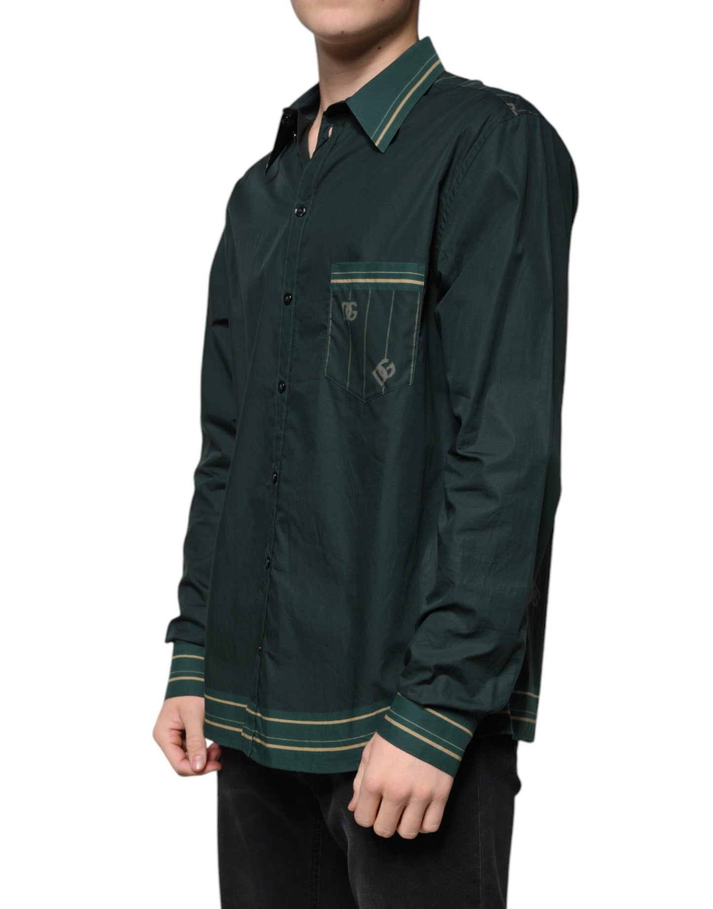 Dolce & Gabbana Green Logo Long Sleeve MARTINI Shirt - Arichezz.store