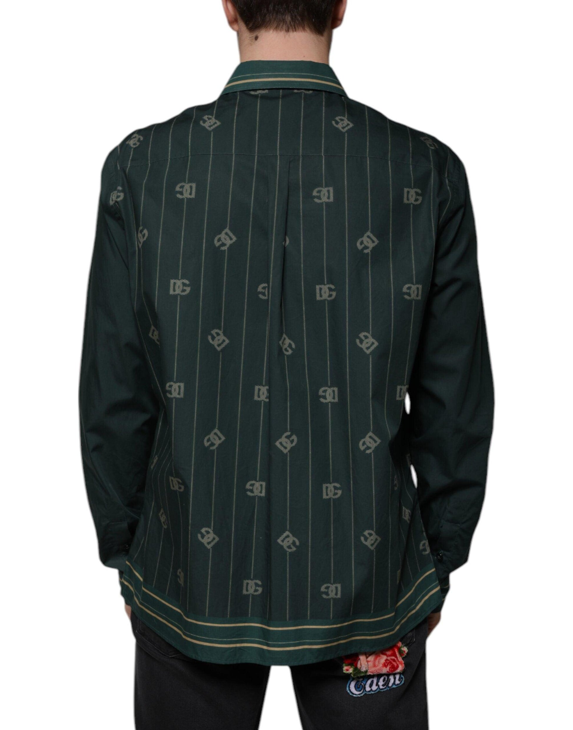 Dolce & Gabbana Green Logo Long Sleeve MARTINI Shirt - Arichezz.store