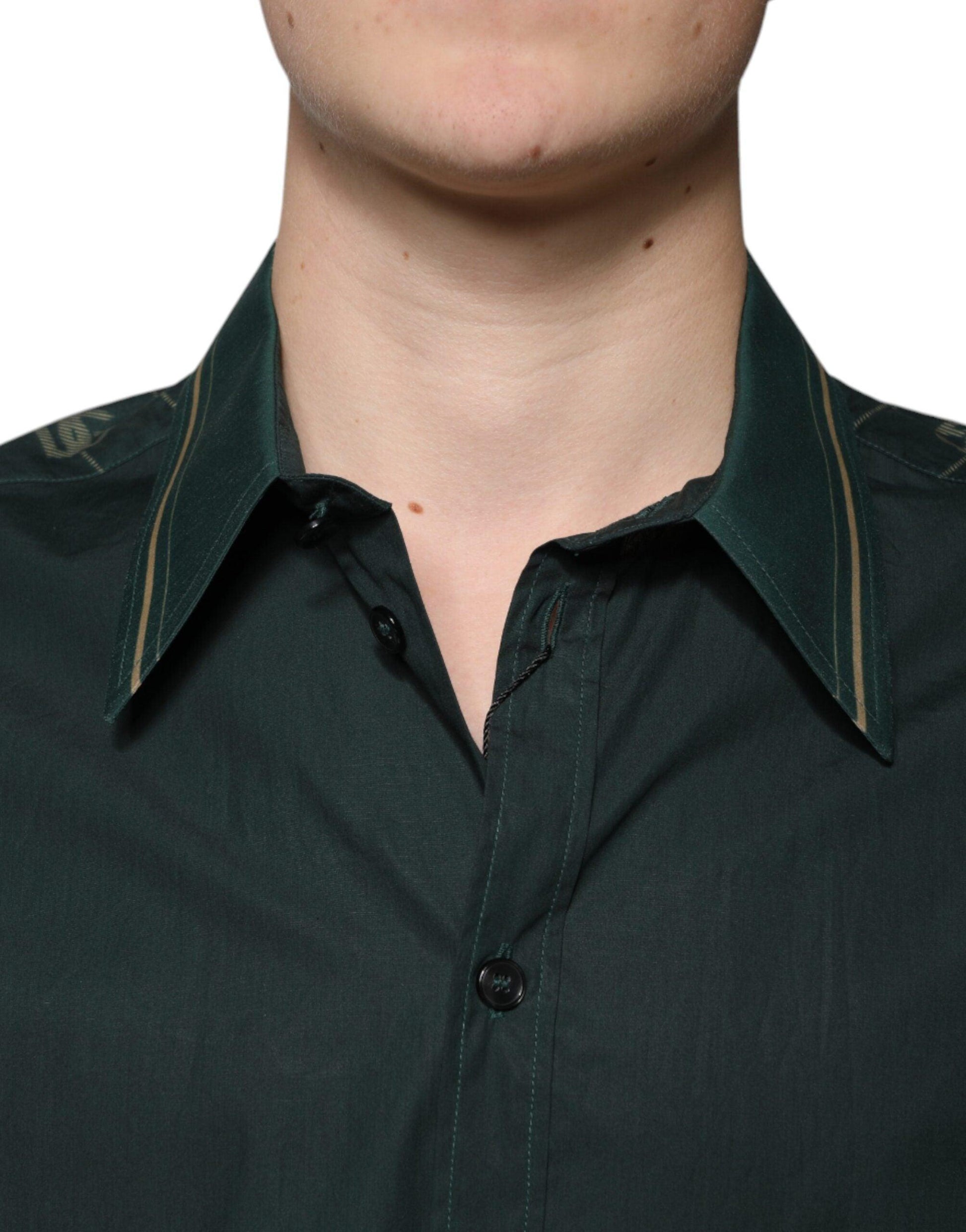 Dolce & Gabbana Green Logo Long Sleeve MARTINI Shirt - Arichezz.store