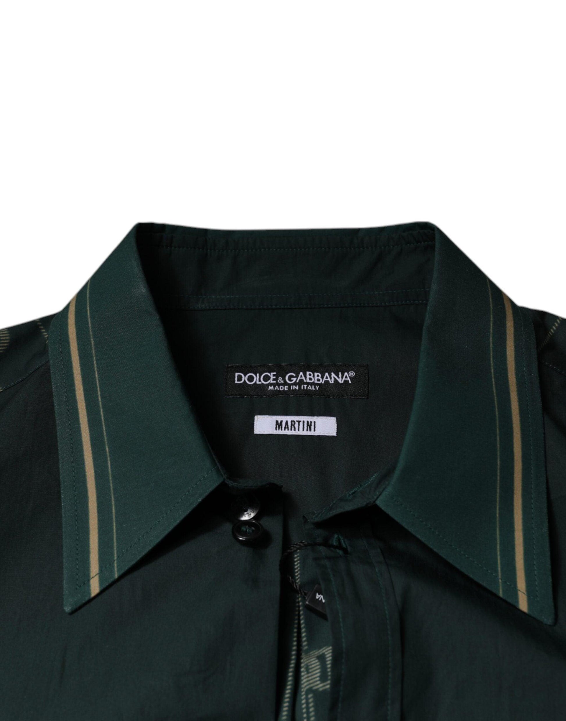 Dolce & Gabbana Green Logo Long Sleeve MARTINI Shirt - Arichezz.store