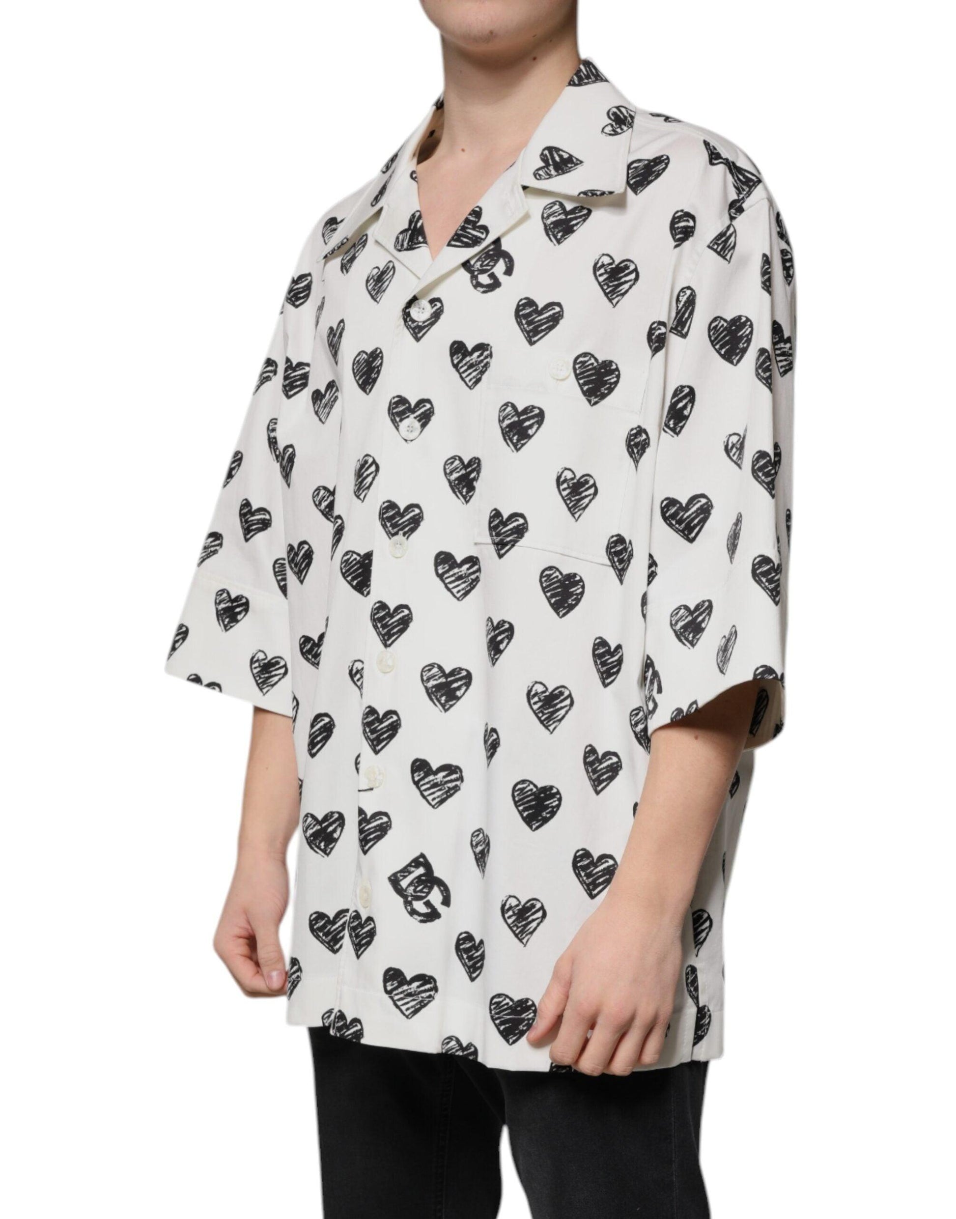 Dolce & Gabbana Heart Print Short Sleeve Casual Shirt - Arichezz.store