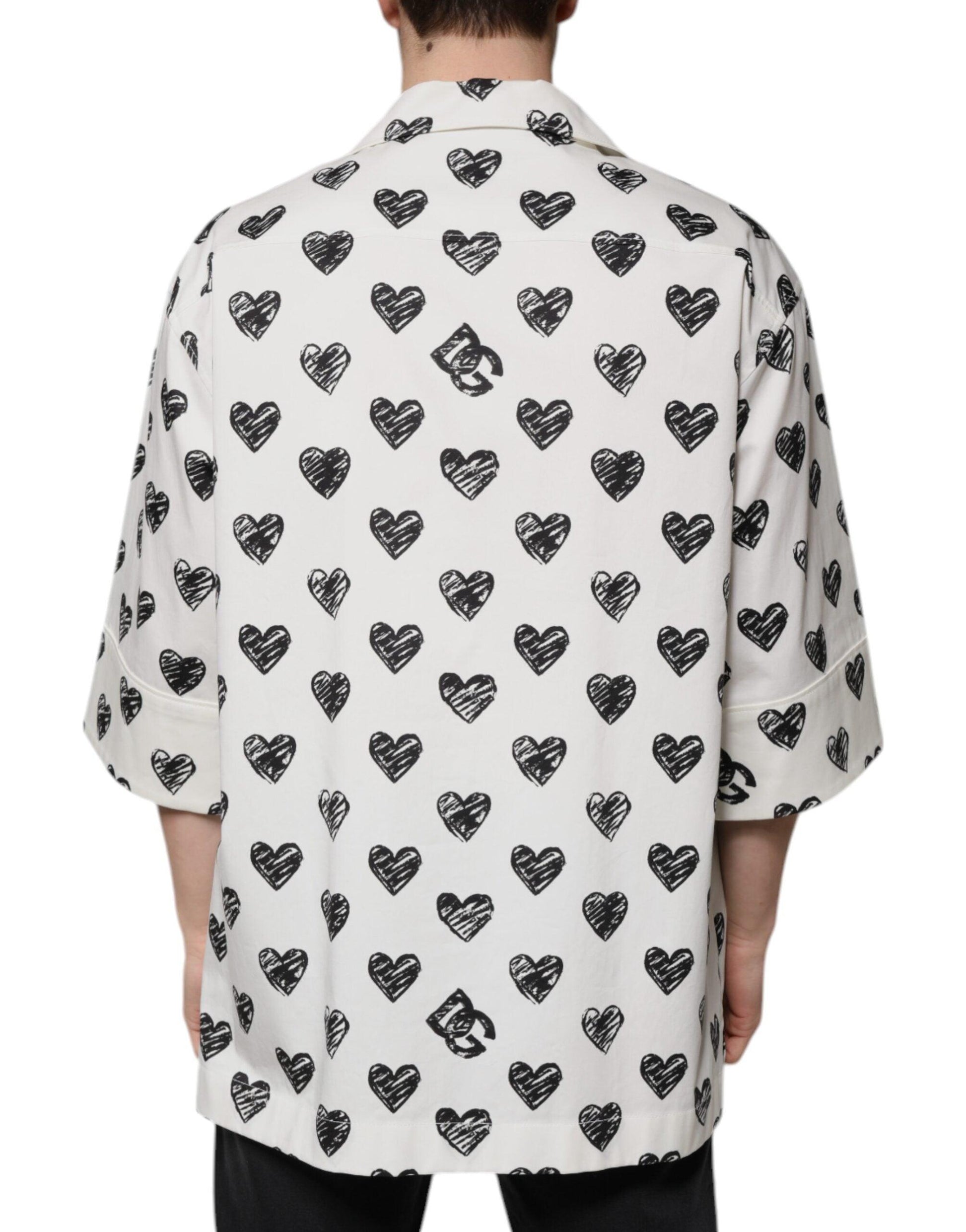 Dolce & Gabbana Heart Print Short Sleeve Casual Shirt - Arichezz.store