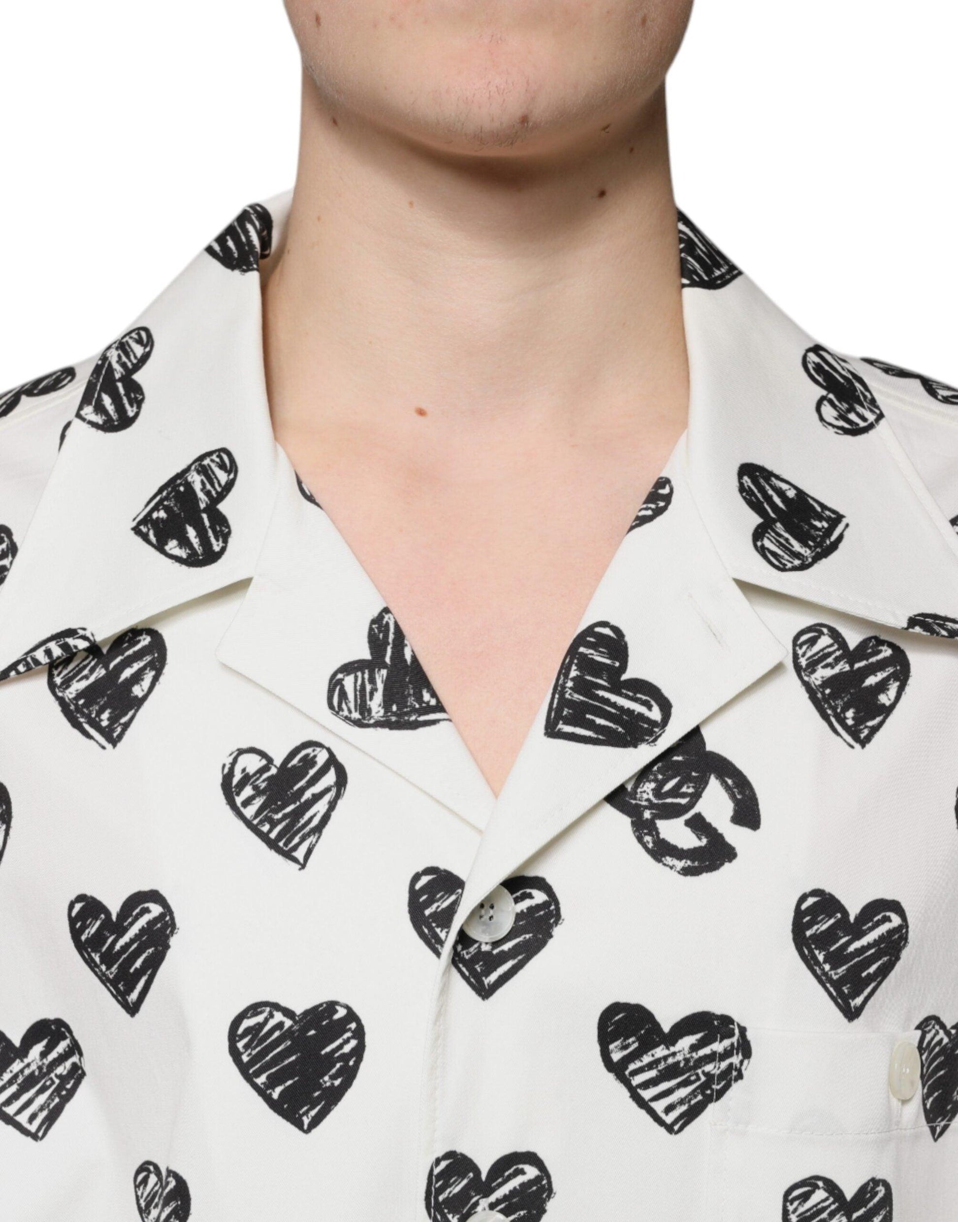 Dolce & Gabbana Heart Print Short Sleeve Casual Shirt - Arichezz.store