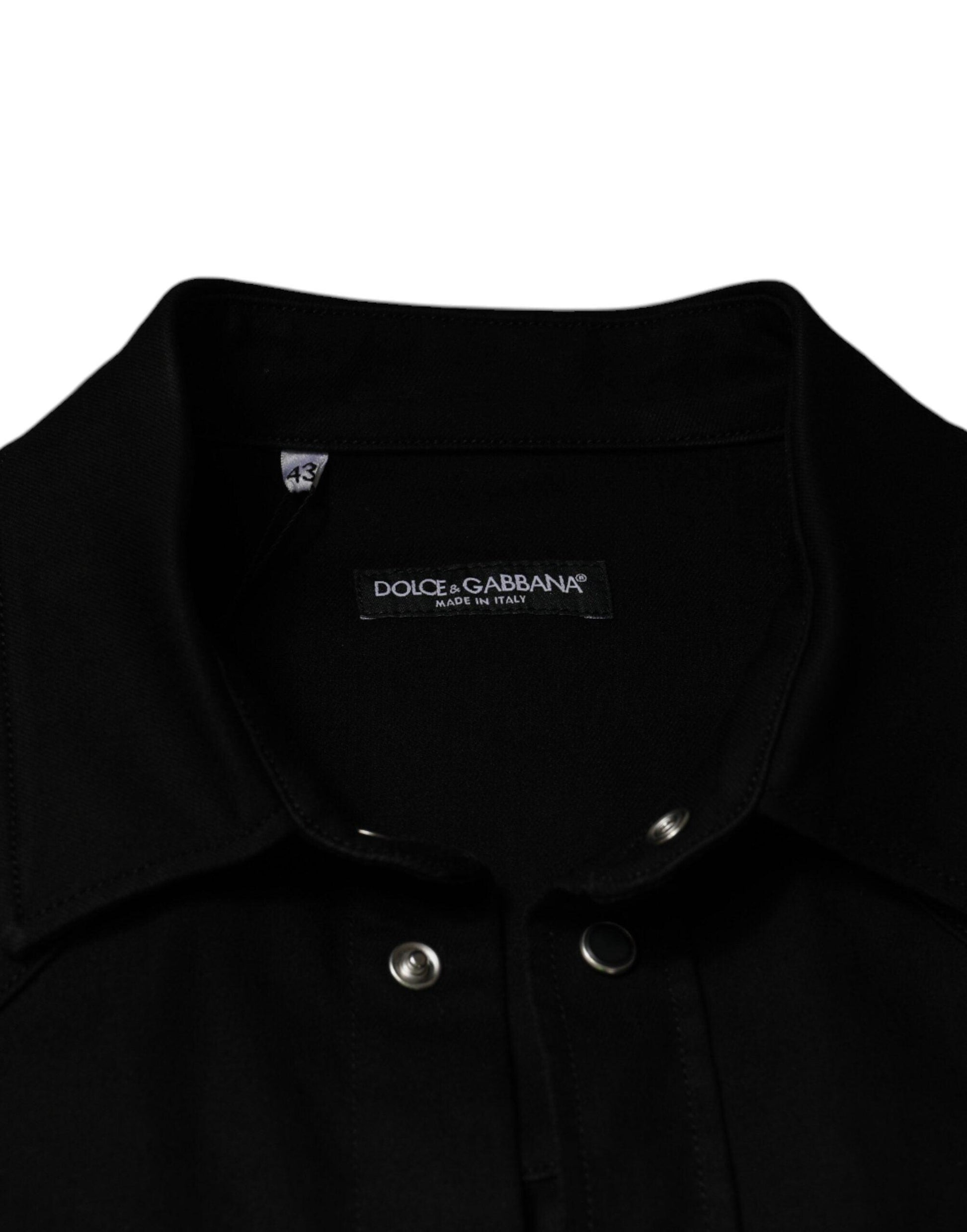 Dolce & Gabbana Black Cotton Collared Button Down Shirt - Arichezz.store