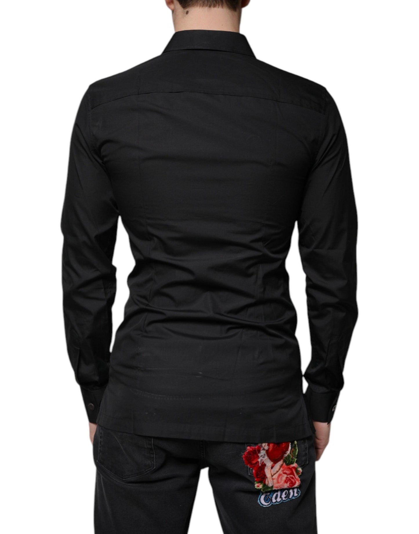 Dolce & Gabbana Black Cotton Formal Long Sleeves Dress Shirt - Arichezz.store