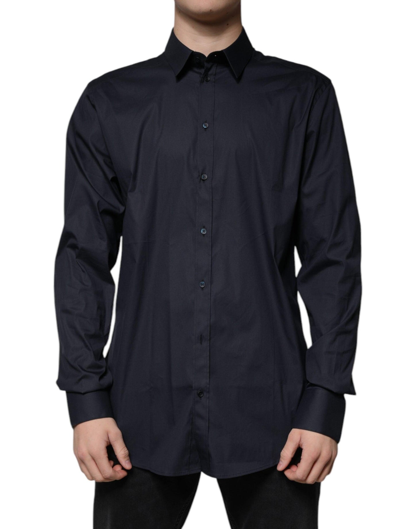 Dolce & Gabbana Black Cotton Blend Formal GOLD Dress Shirt - Arichezz.store