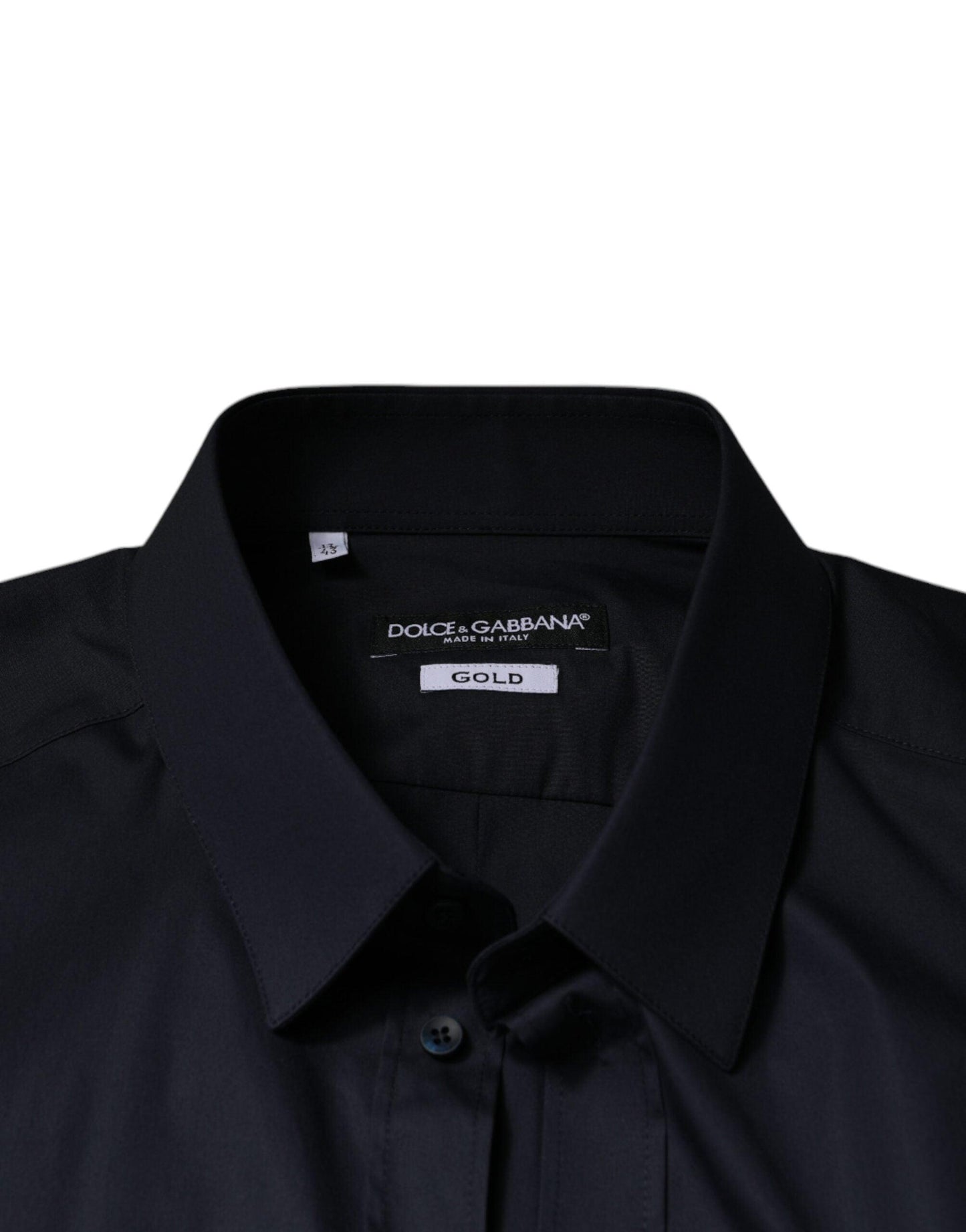 Dolce & Gabbana Black Cotton Blend Formal GOLD Dress Shirt - Arichezz.store