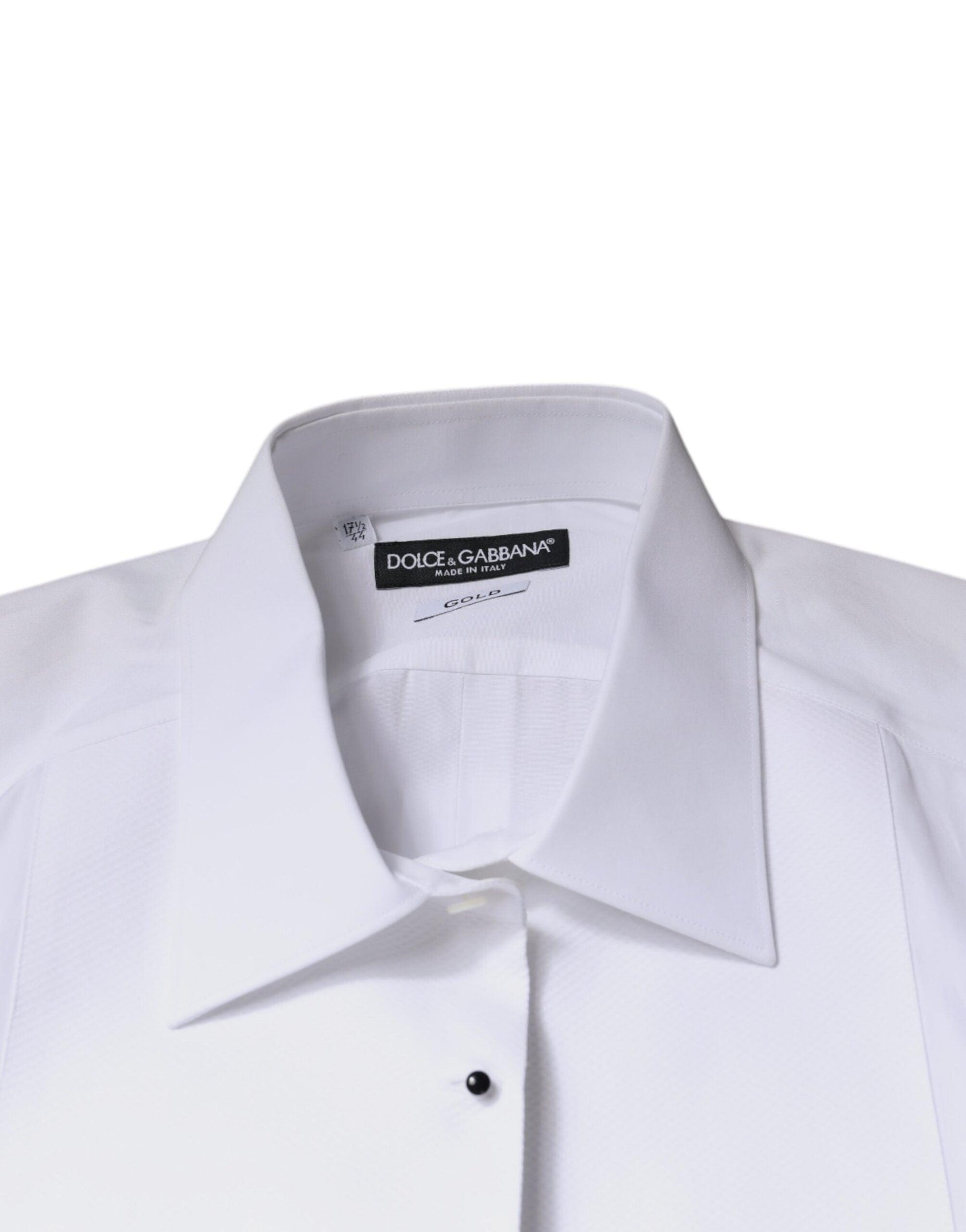 Dolce & Gabbana White Cotton Poplin GOLD Formal Shirt - Arichezz.store