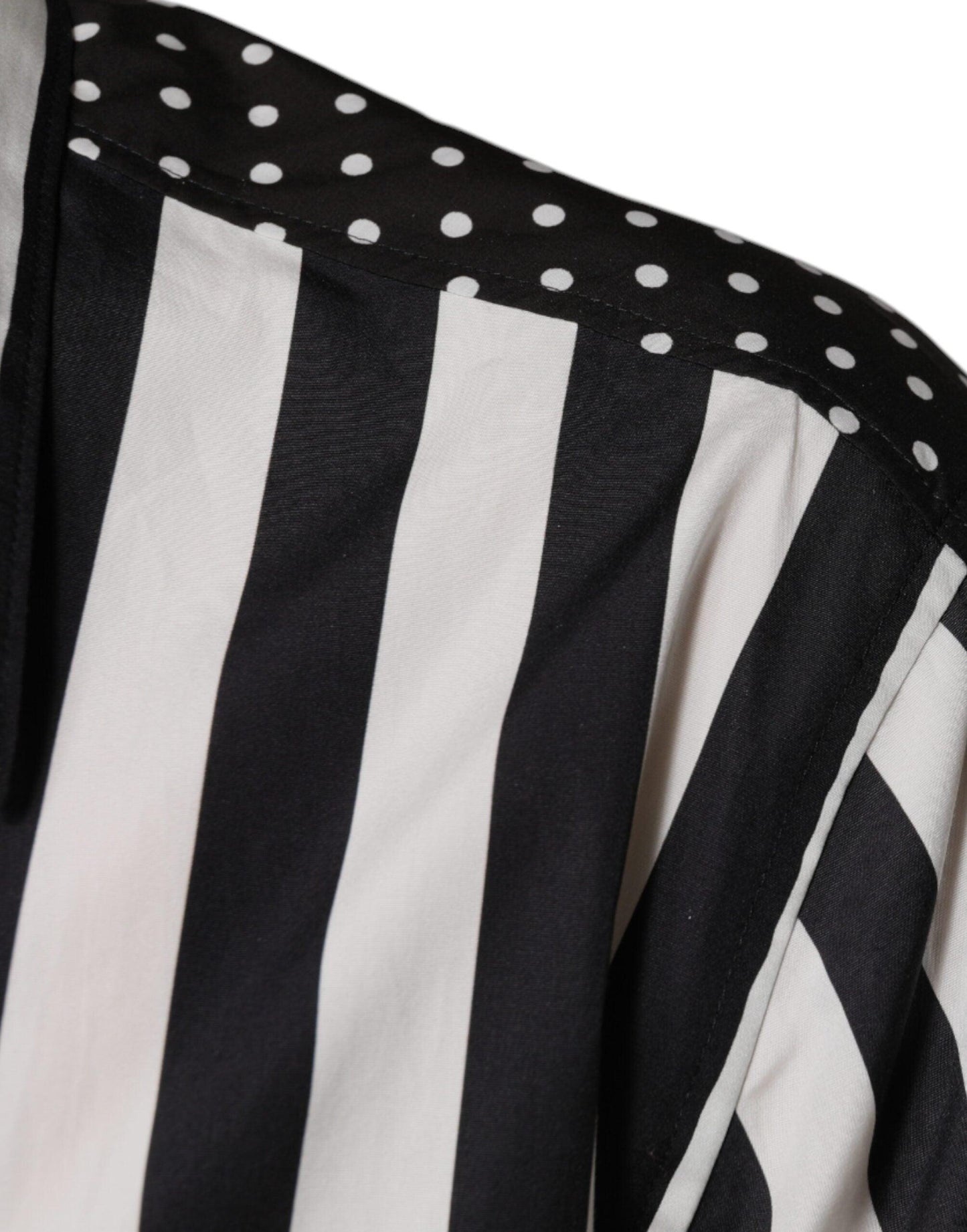 Dolce & Gabbana Black & White Striped Casual Button Down Shirt - Arichezz.store