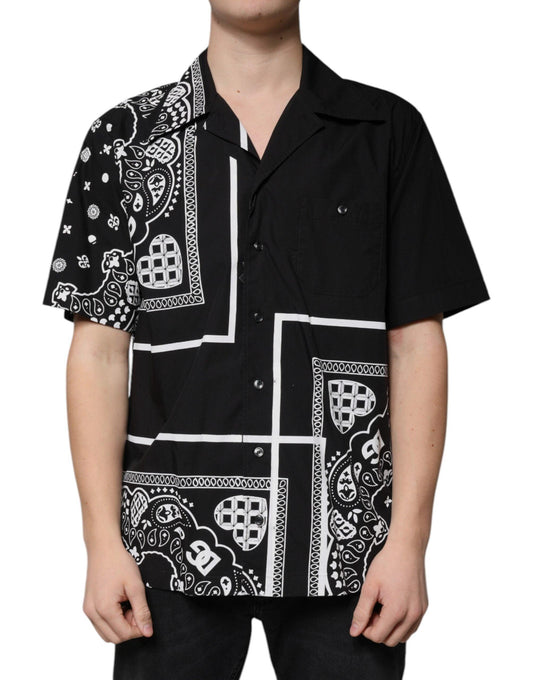 Dolce & Gabbana Black Logo Short Sleeve Button Down Shirt - Arichezz.store