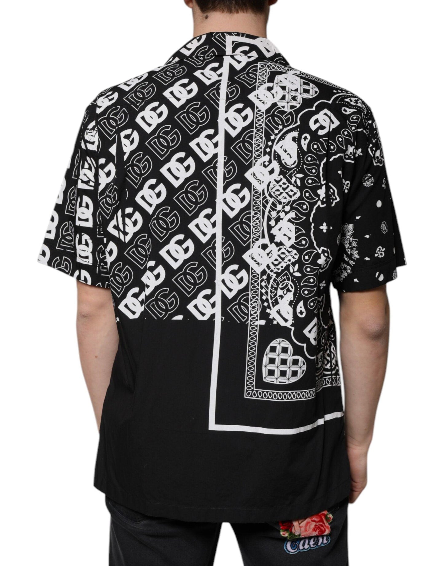 Dolce & Gabbana Black Logo Short Sleeve Button Down Shirt - Arichezz.store