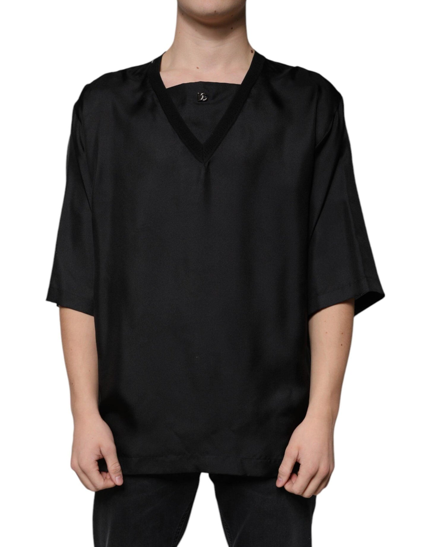 Dolce & Gabbana Black Cotton Square Neck Short Sleeve T-Shirt - Arichezz.store