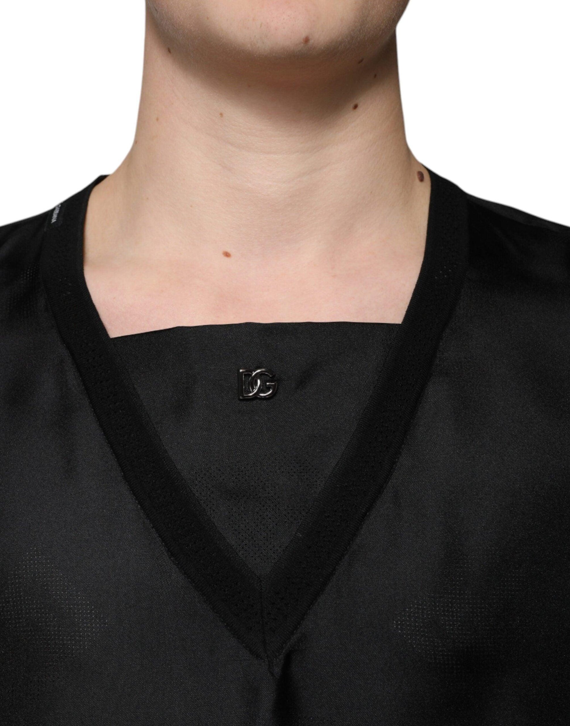 Dolce & Gabbana Black Cotton Square Neck Short Sleeve T-Shirt - Arichezz.store