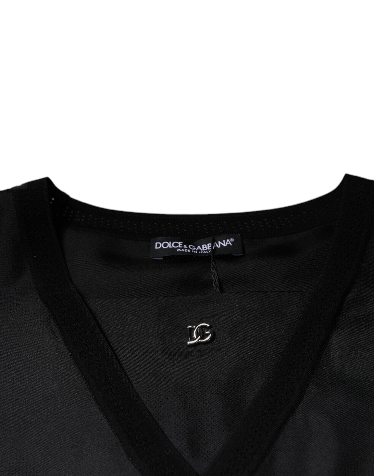 Dolce & Gabbana Black Cotton Square Neck Short Sleeve T-Shirt - Arichezz.store