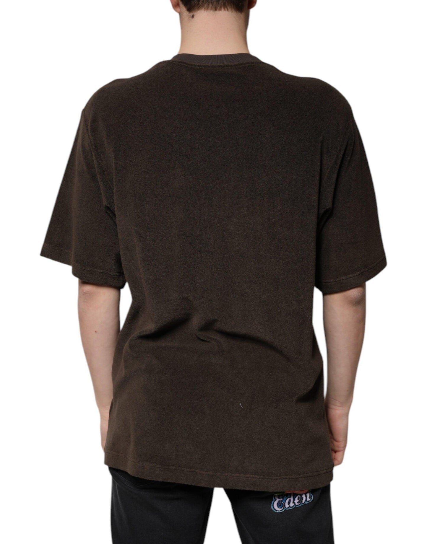 Dolce & Gabbana Brown Cotton Crew Neck Short Sleeve T-Shirt - Arichezz.store