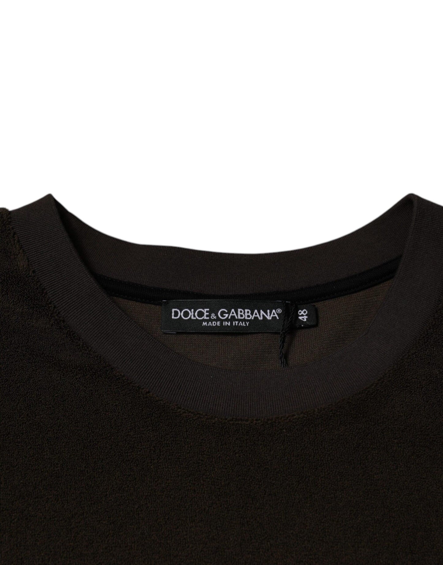 Dolce & Gabbana Brown Cotton Crew Neck Short Sleeve T-Shirt - Arichezz.store