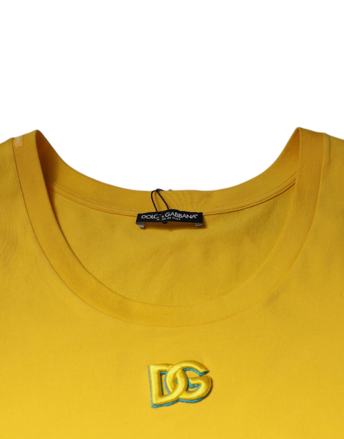 Dolce & Gabbana Yellow Cotton Round Neck Sleeveless T-shirt - Arichezz.store