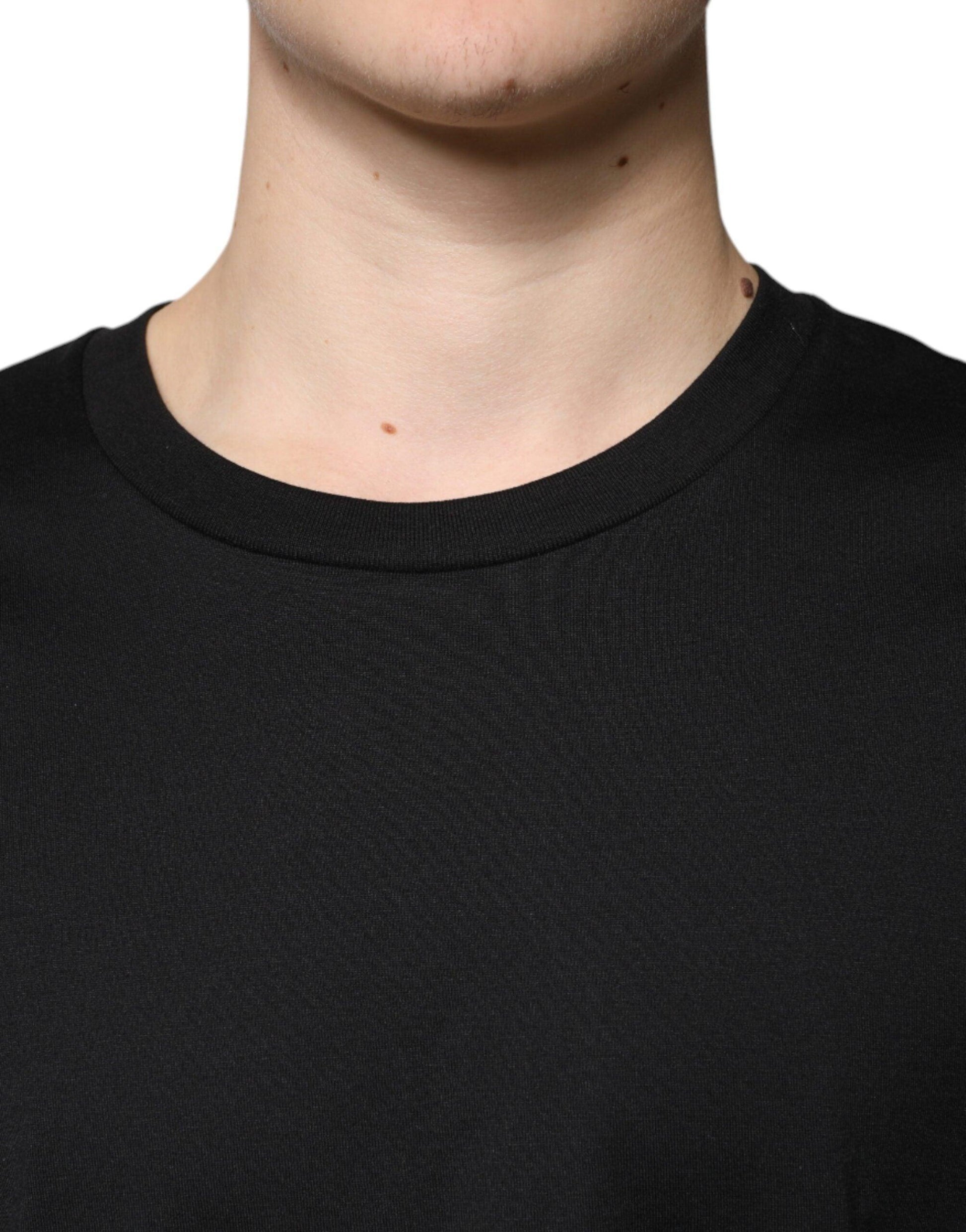 Dolce & Gabbana Black Cotton Crew Neck T-Shirt - Arichezz.store