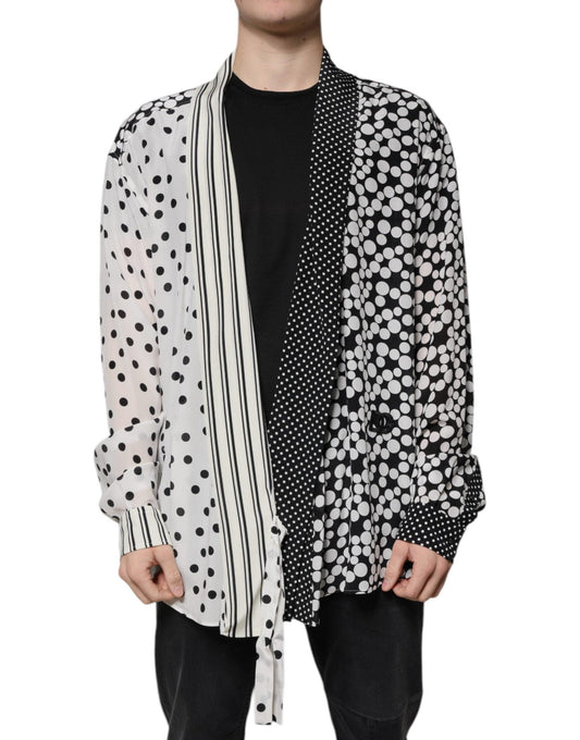 Dolce & Gabbana Black & White Polka Dot Silk Shirt - Arichezz.store