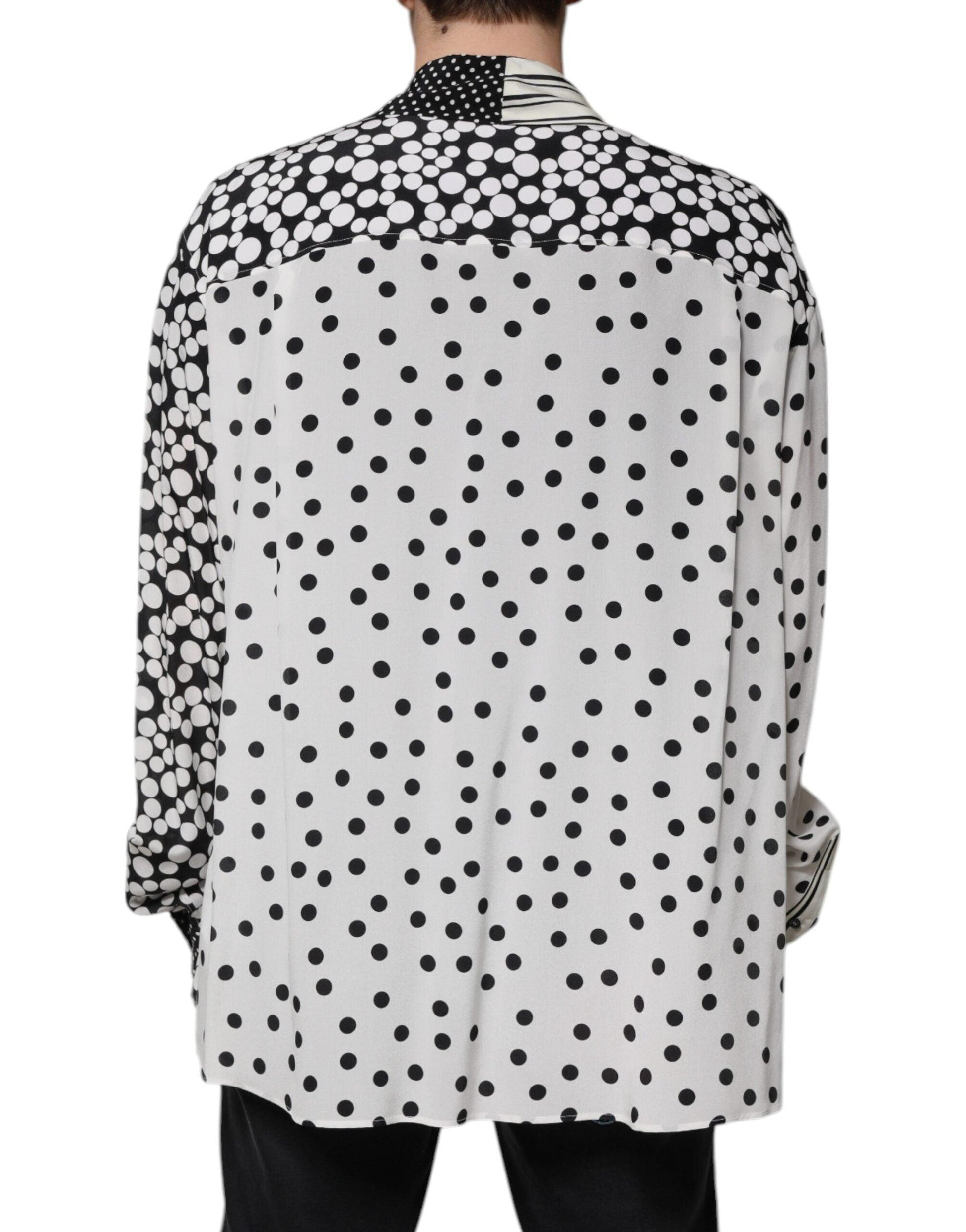 Dolce & Gabbana Black & White Polka Dot Silk Shirt - Arichezz.store