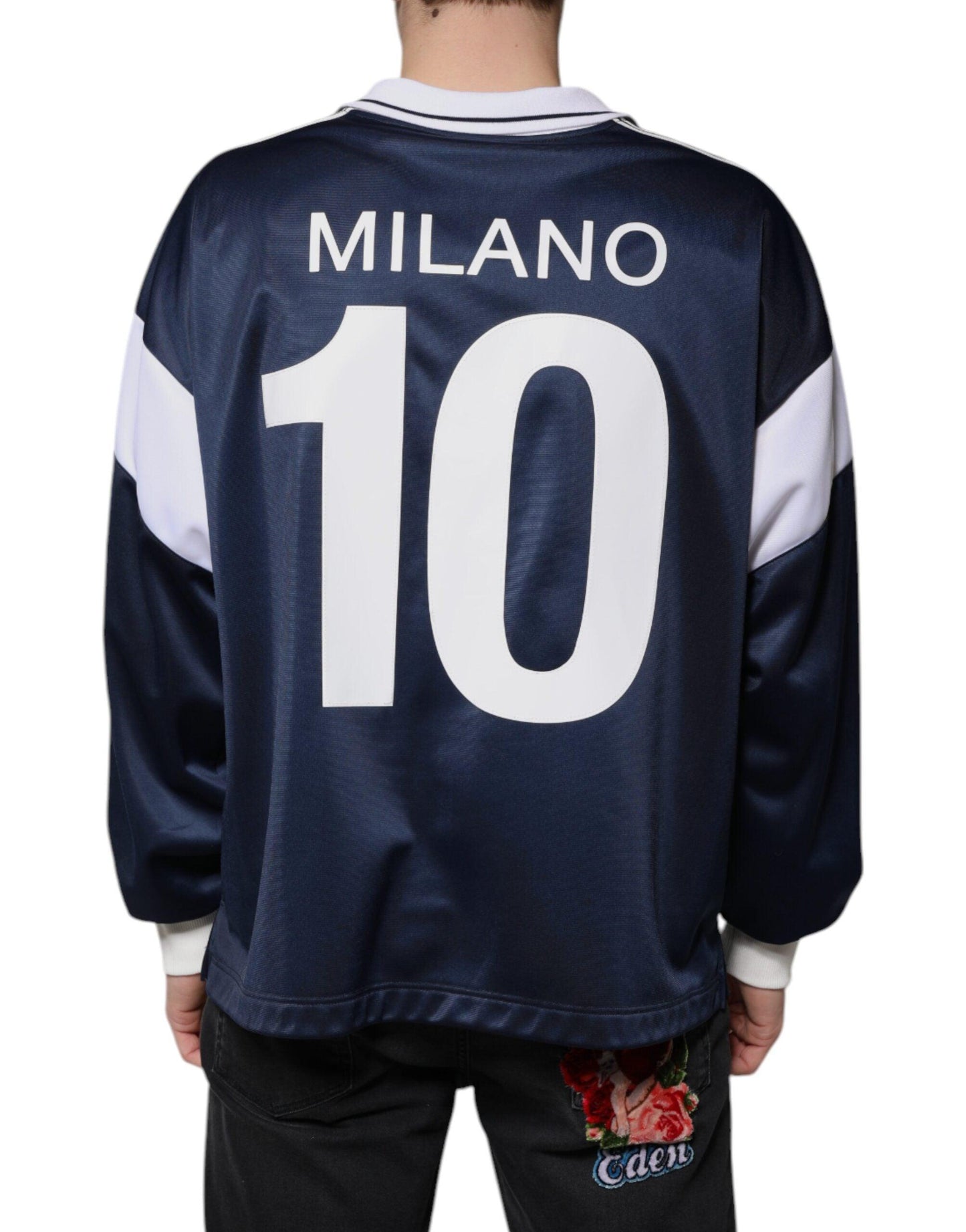 Dolce & Gabbana Blue & White Long Sleeve Jersey T-Shirt - Arichezz.store