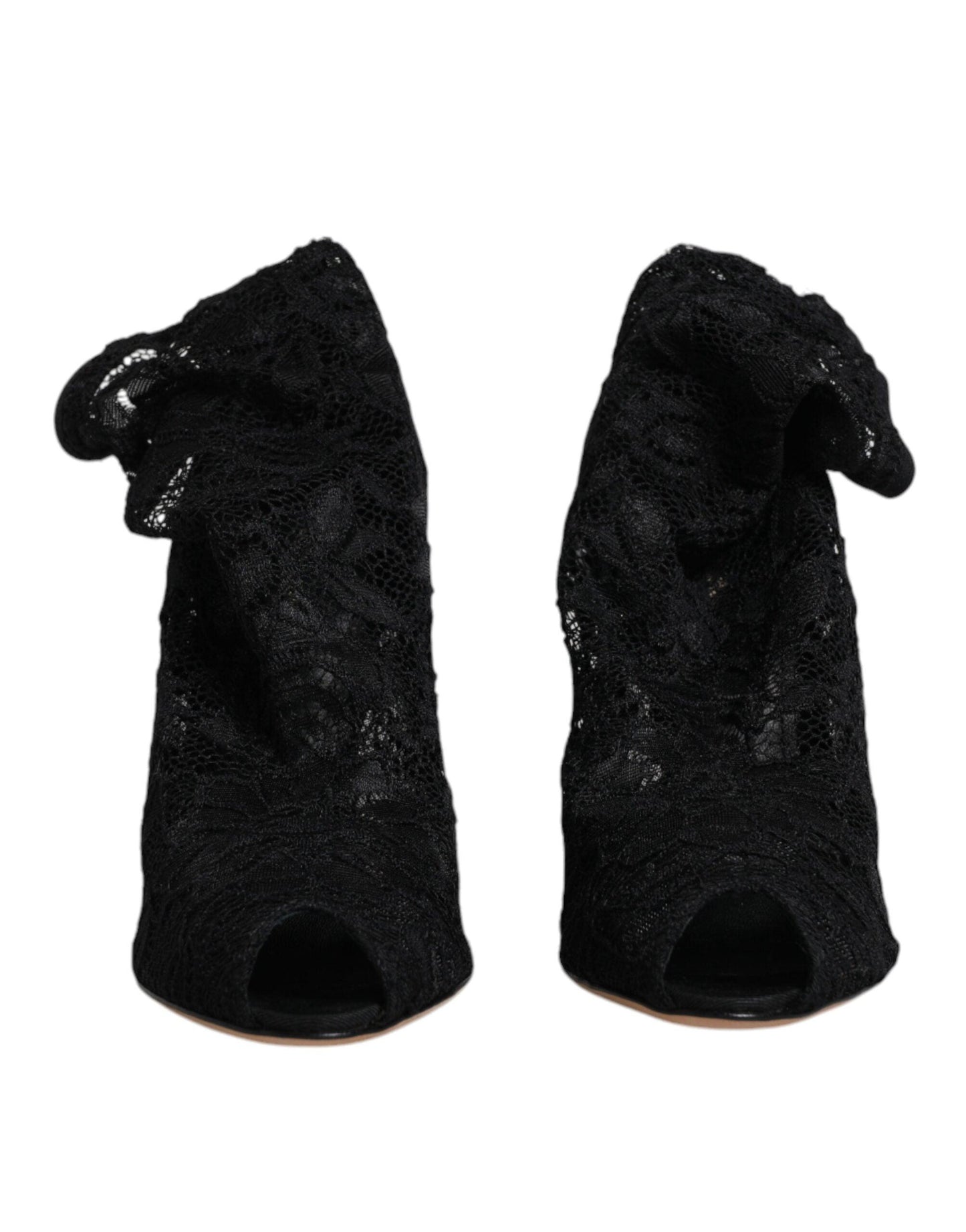 Dolce & Gabbana Black Lace Stretch Mid Calf Boots - Arichezz.store