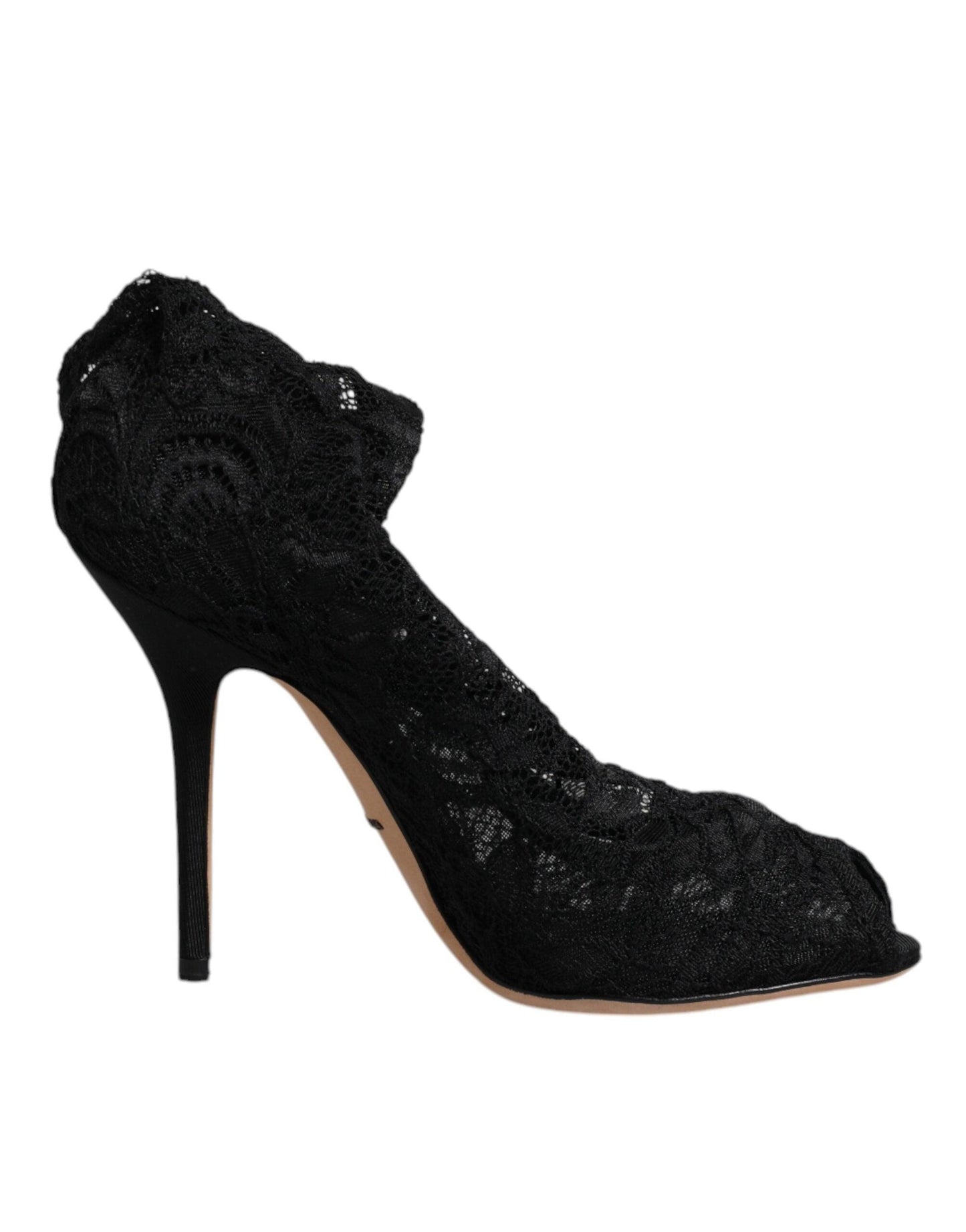 Dolce & Gabbana Black Lace Stretch Mid Calf Boots - Arichezz.store