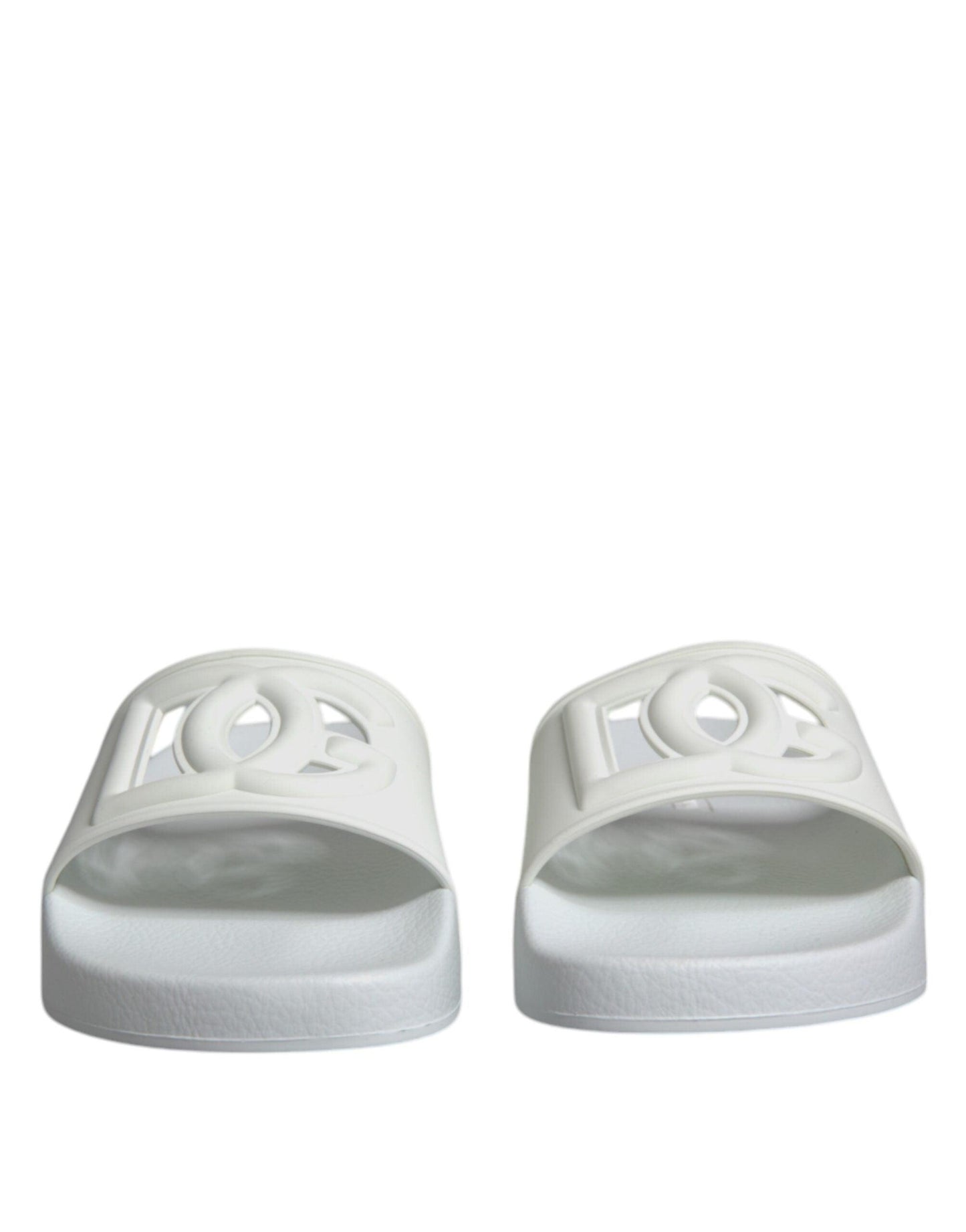 Dolce & Gabbana White Rubber Slides Sandals - Arichezz.store