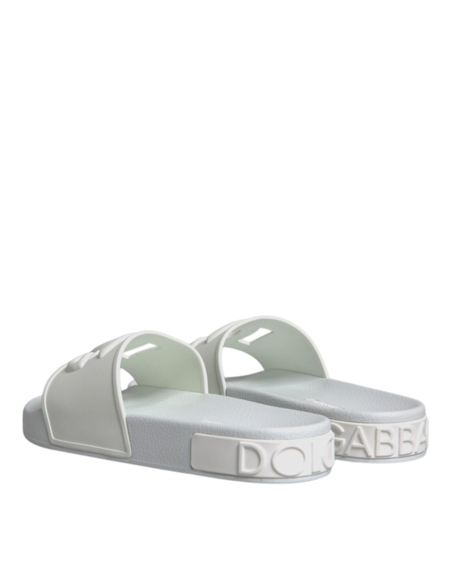 Dolce & Gabbana White Rubber Slides Sandals - Arichezz.store