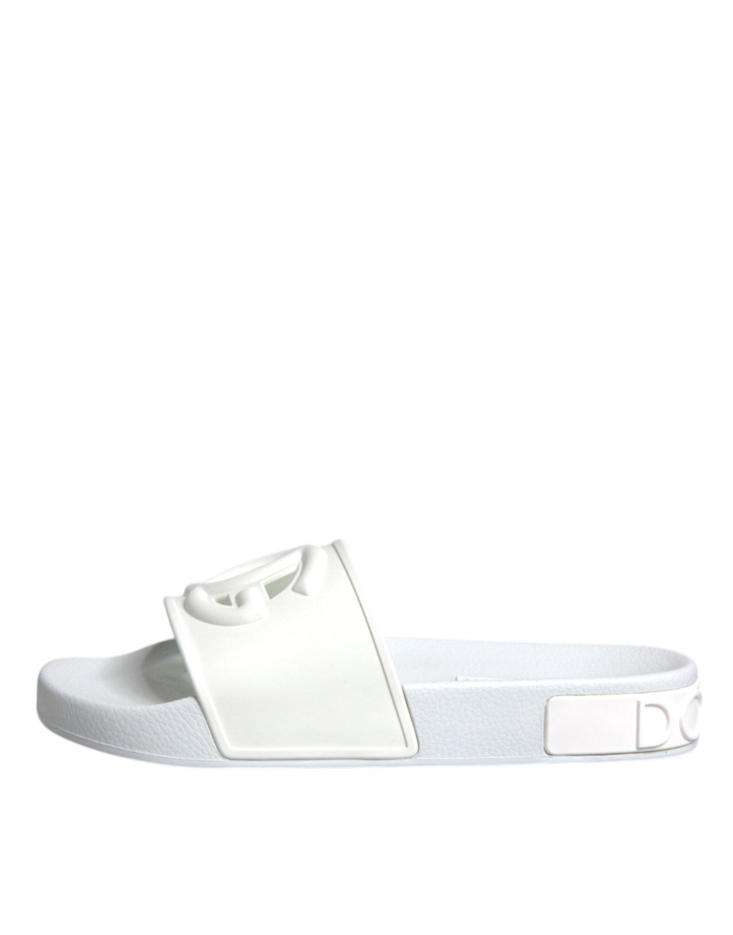 Dolce & Gabbana White Rubber Slides Sandals - Arichezz.store