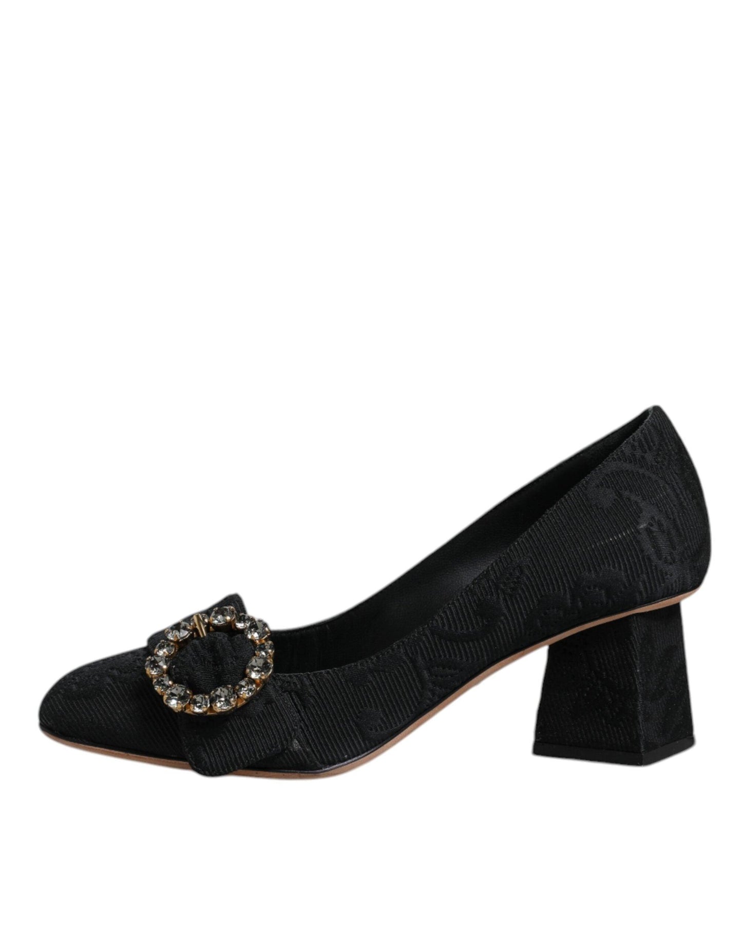 Dolce & Gabbana Black Brocade Crystal Heels Pumps - Arichezz.store