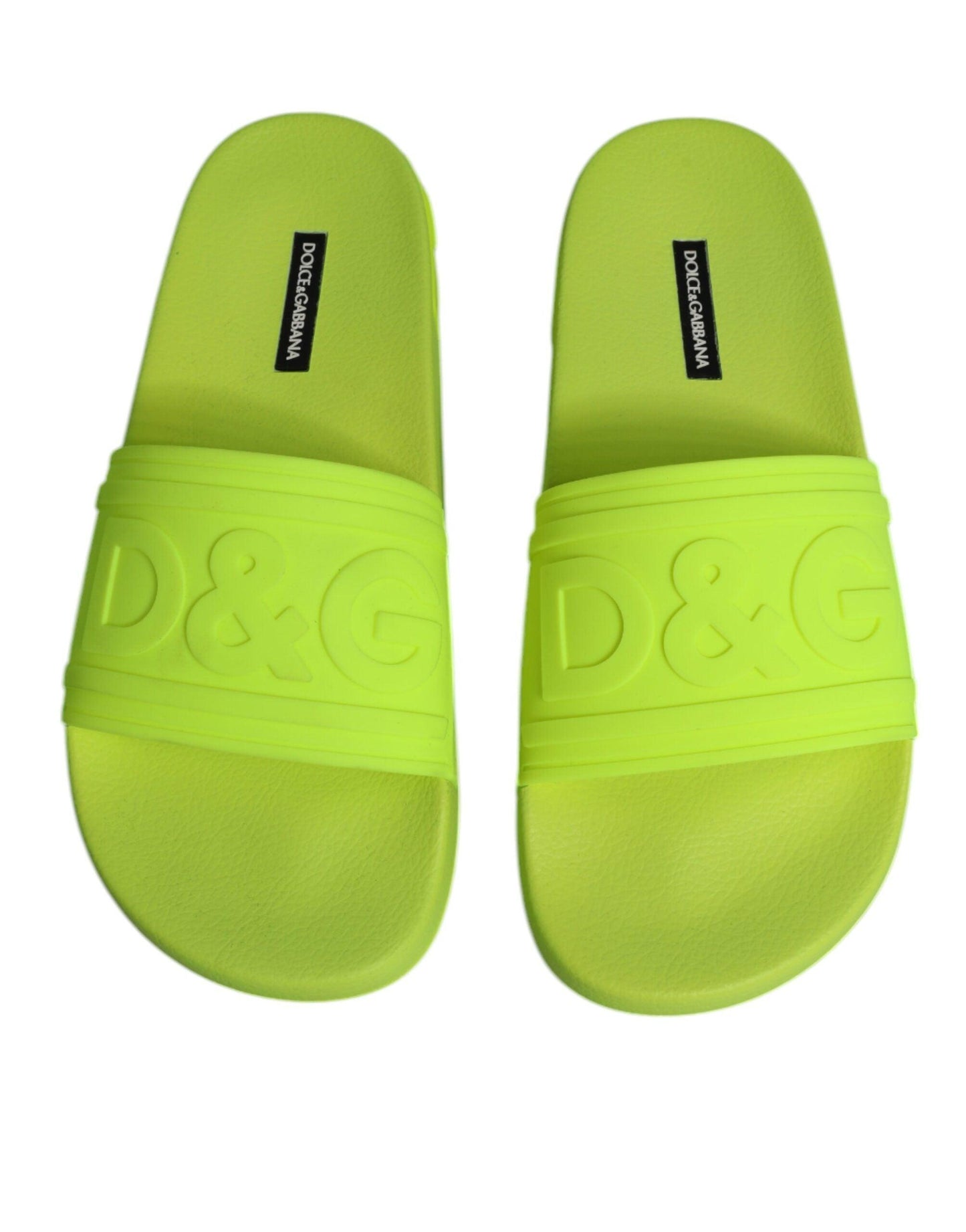 Dolce & Gabbana Green Rubber Slides Sandals Beachwear Shoes - Arichezz.store