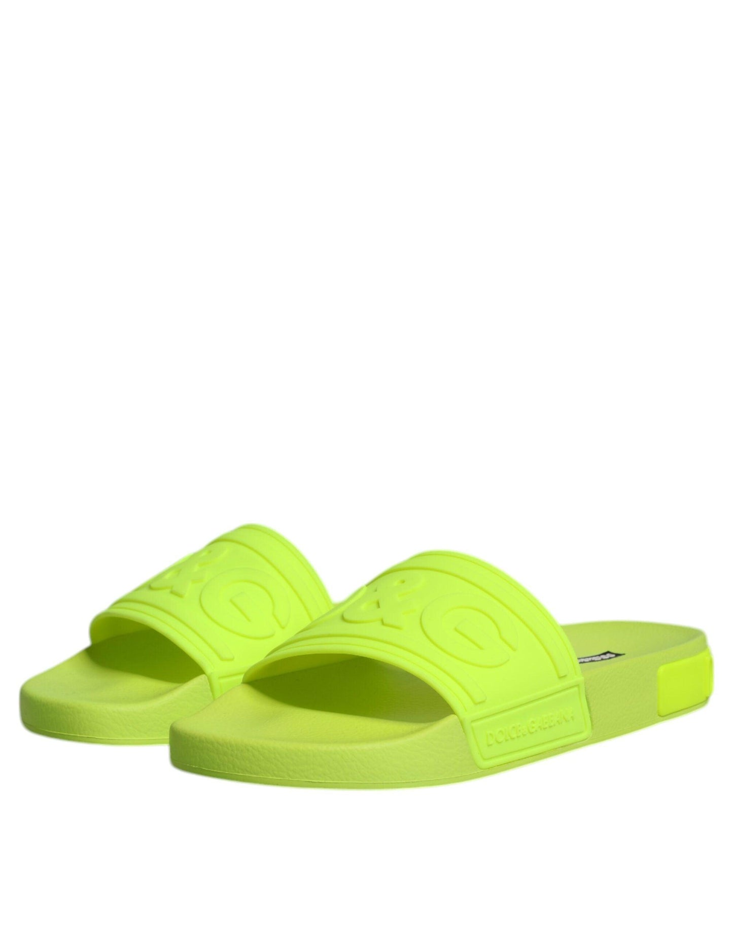 Dolce & Gabbana Green Rubber Slides Sandals Beachwear Shoes - Arichezz.store