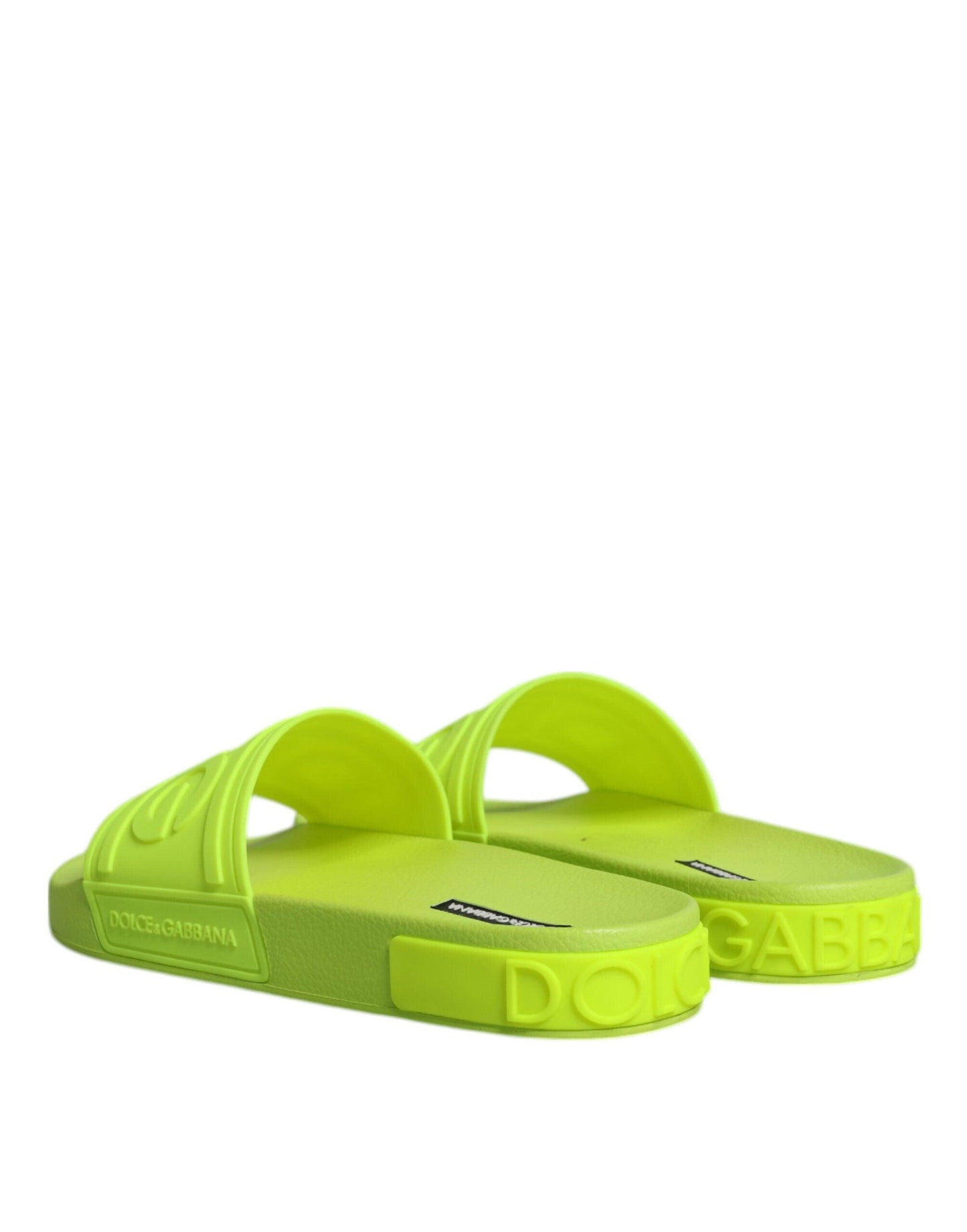 Dolce & Gabbana Green Rubber Slides Sandals Beachwear Shoes - Arichezz.store