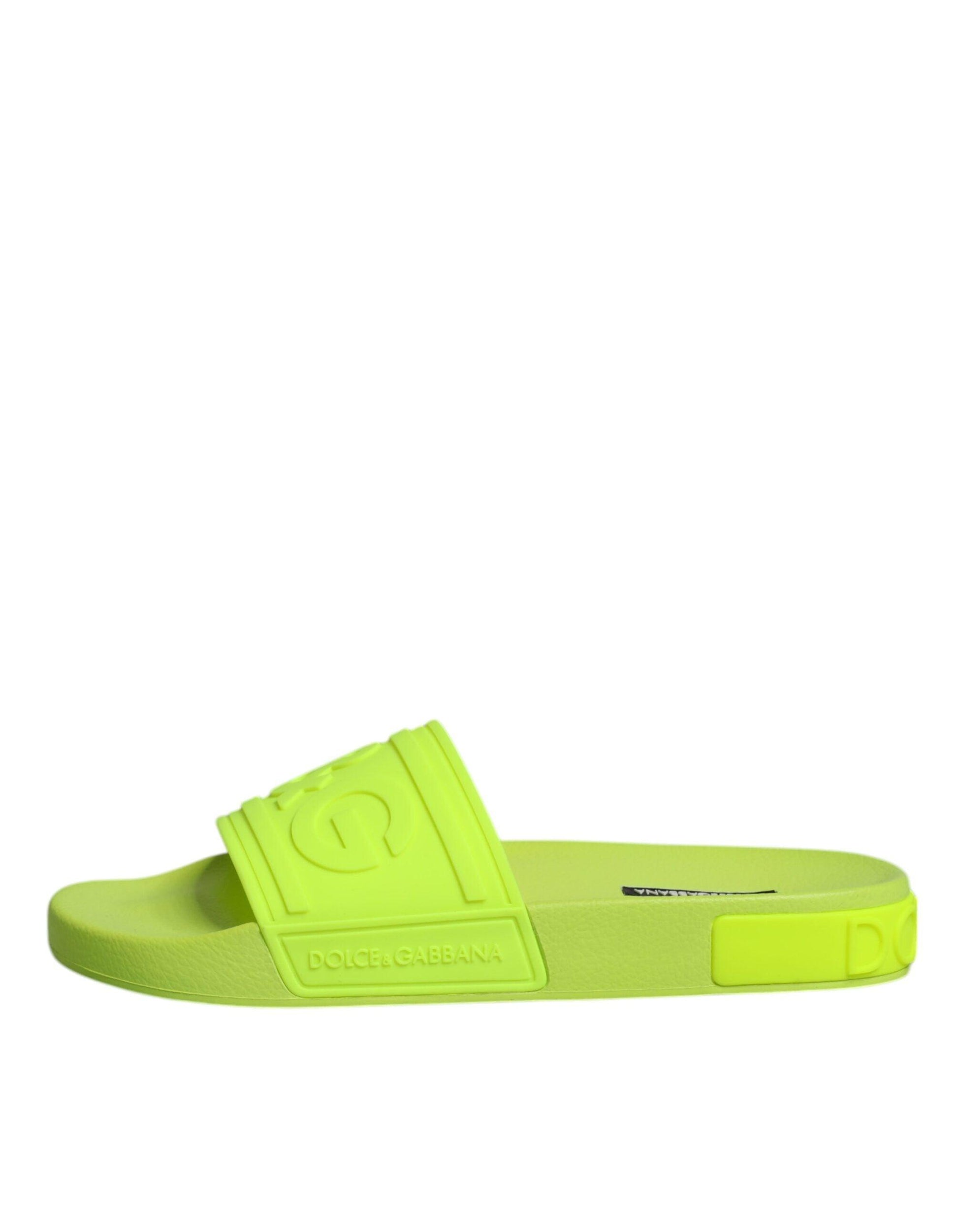 Dolce & Gabbana Green Rubber Slides Sandals Beachwear Shoes - Arichezz.store