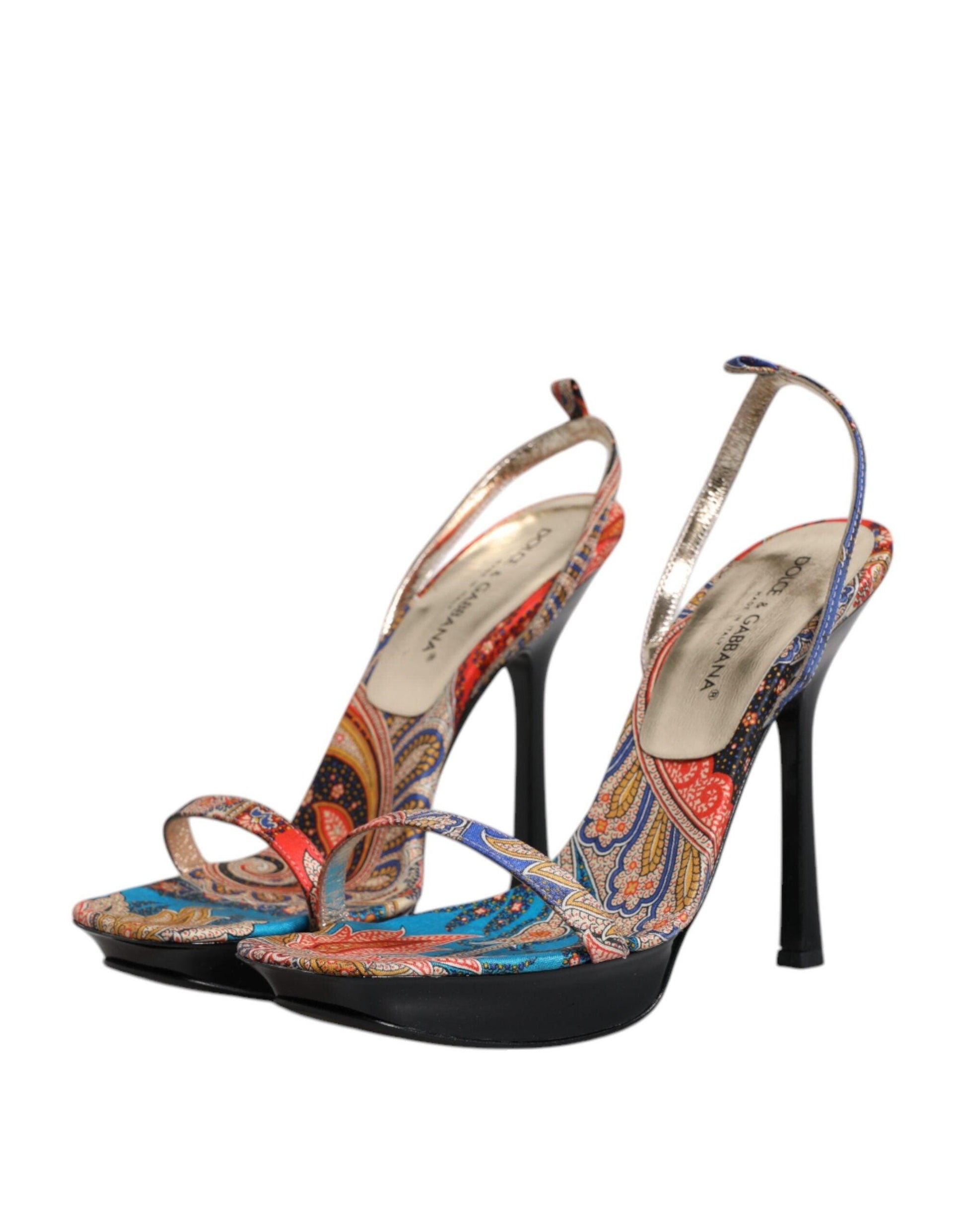 Dolce & Gabbana Multicolor Floral High Heels Sandals Shoes - Arichezz.store