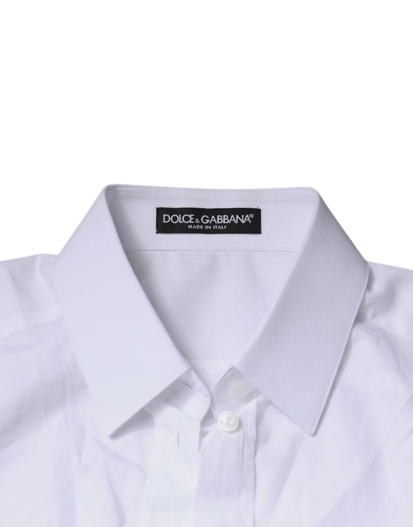 Dolce & Gabbana White Cotton Collared Long Sleeves Shirt Top - Arichezz.store