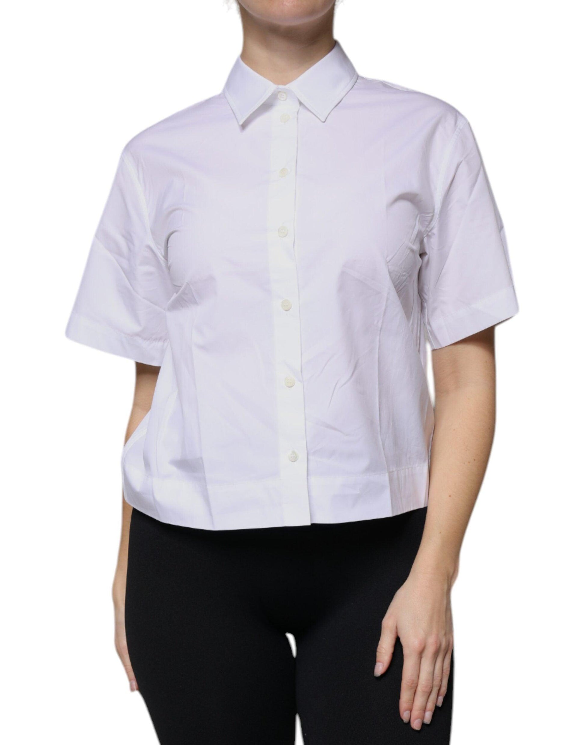 Dolce & Gabbana White Collared Short Sleeve Polo Shirt Top - Arichezz.store