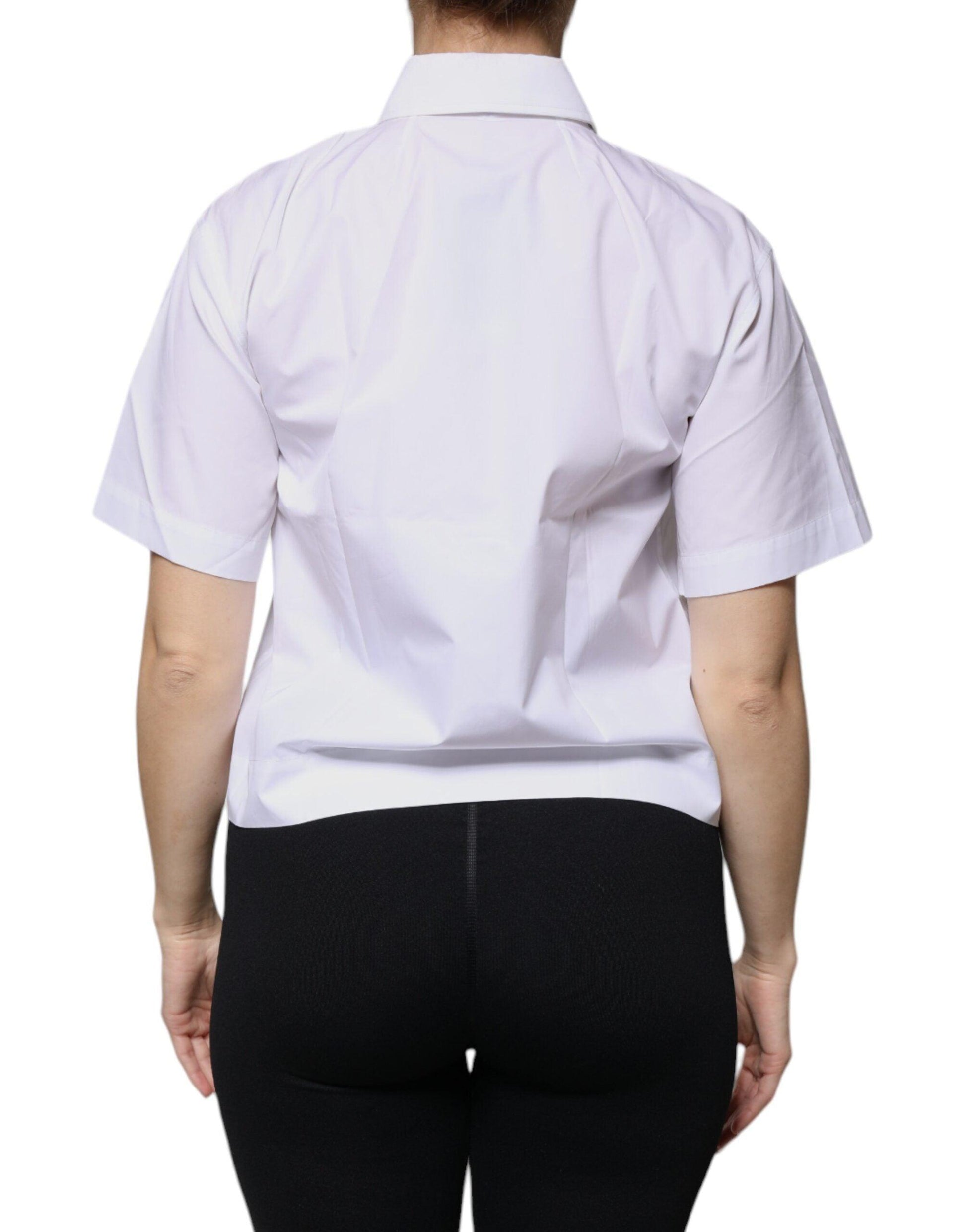 Dolce & Gabbana White Collared Short Sleeve Polo Shirt Top - Arichezz.store