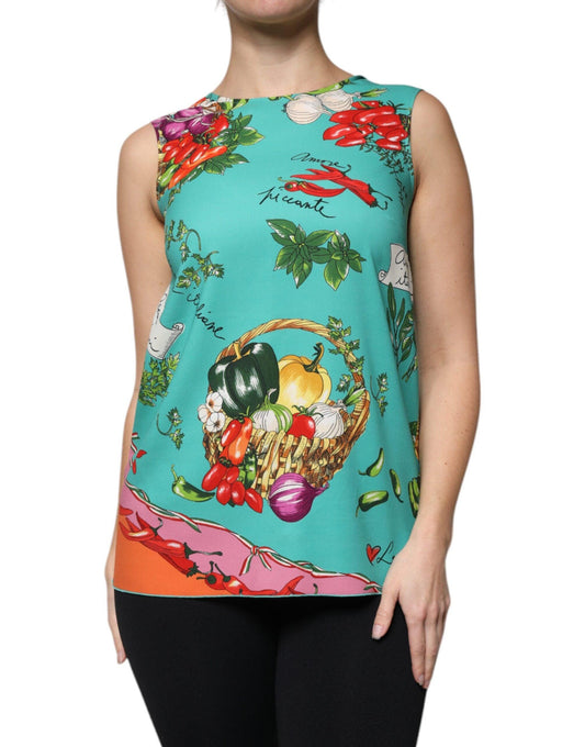 Dolce & Gabbana Multicolor Vegetables Sleeveless Tank Top - Arichezz.store