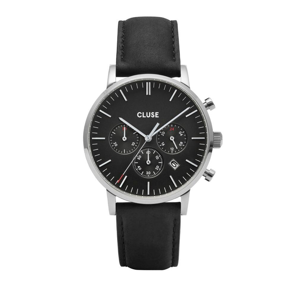 Cluse Black Leather Watch - Arichezz.store