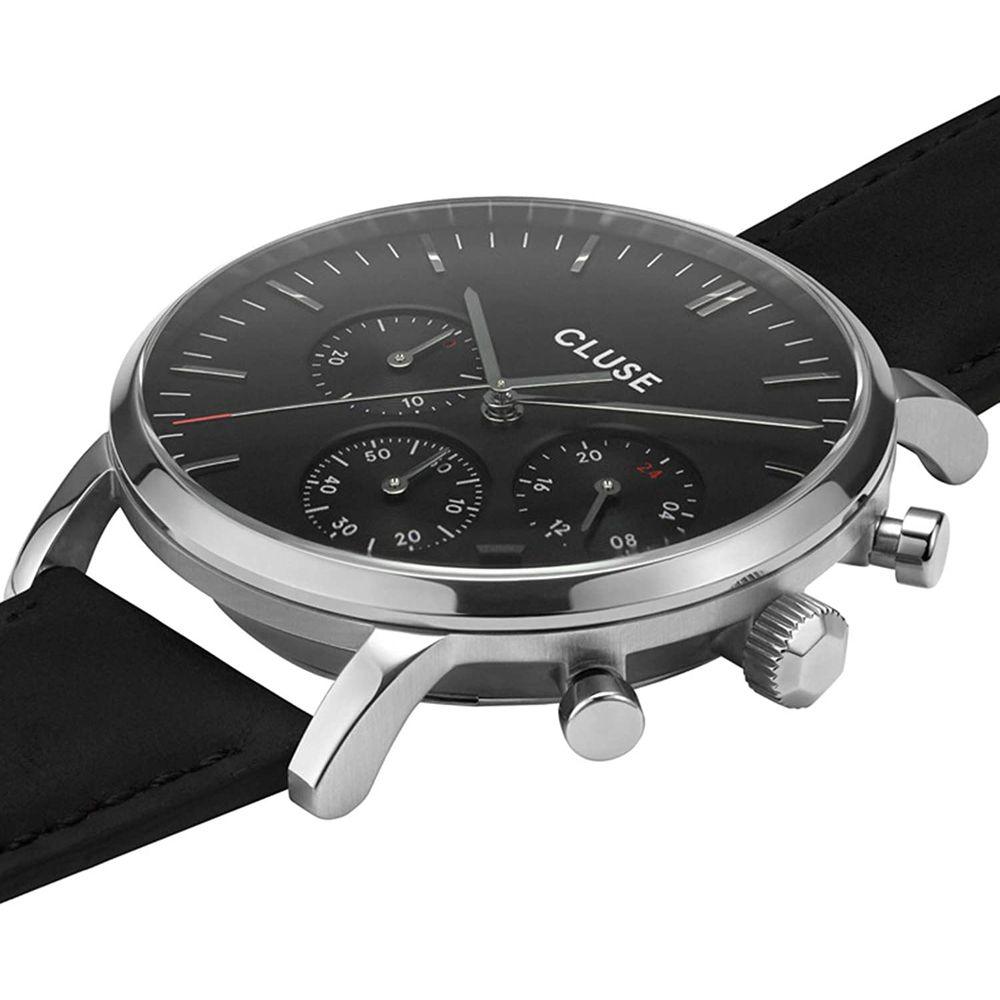 Cluse Black Leather Watch - Arichezz.store