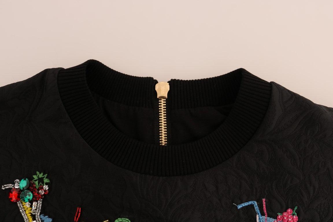 Dolce & Gabbana Enchanted Crystal Embellished Black Sweater - Arichezz.store