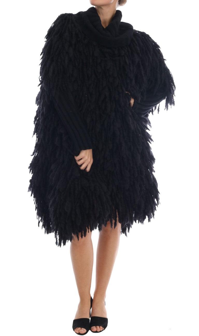 Dolce & Gabbana Elegant Black Fringed Wool-Cashmere Sweater - Arichezz.store