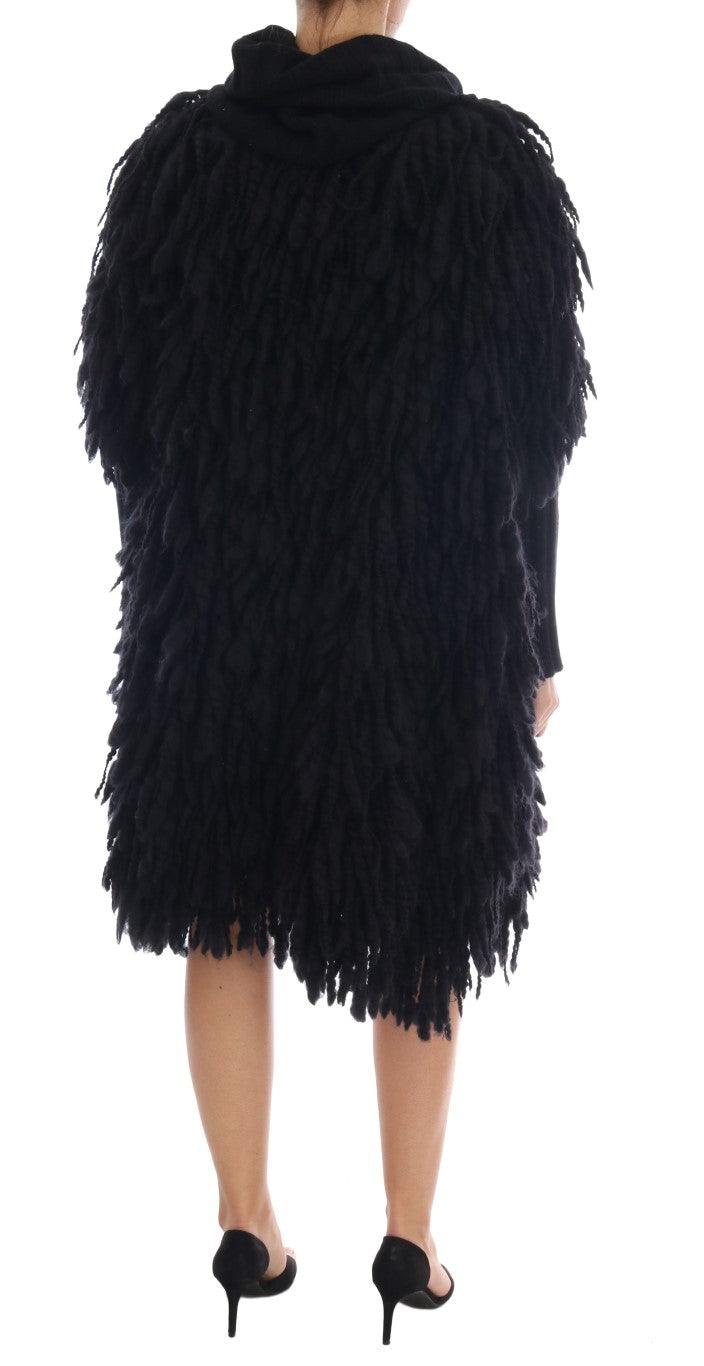 Dolce & Gabbana Elegant Black Fringed Wool-Cashmere Sweater - Arichezz.store