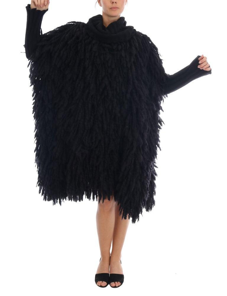 Dolce & Gabbana Elegant Black Fringed Wool-Cashmere Sweater - Arichezz.store