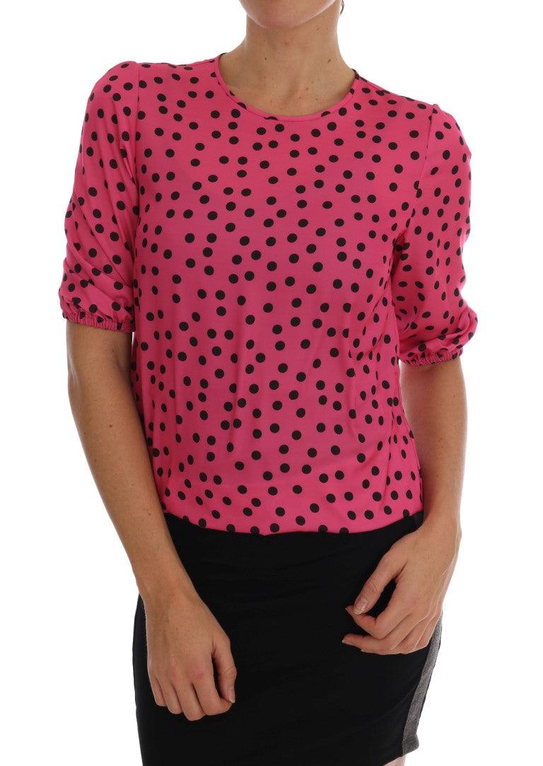 Dolce & Gabbana Chic Pink Polka Dotted Silk Blouse - Arichezz.store