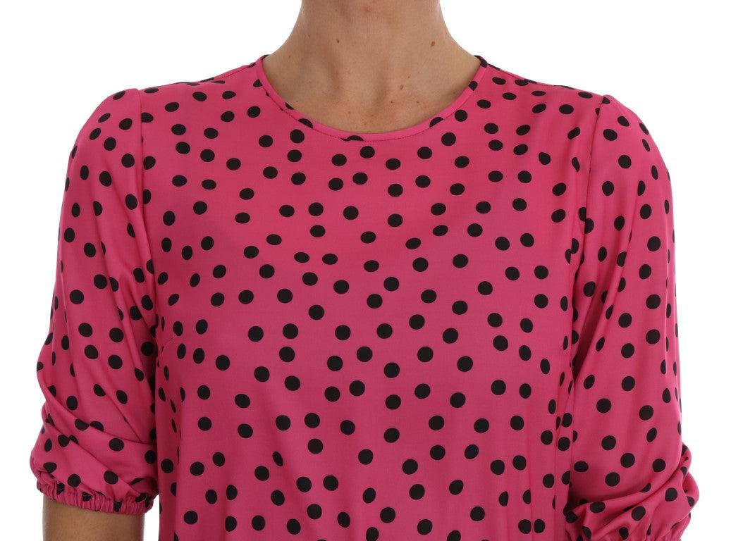 Dolce & Gabbana Chic Pink Polka Dotted Silk Blouse - Arichezz.store